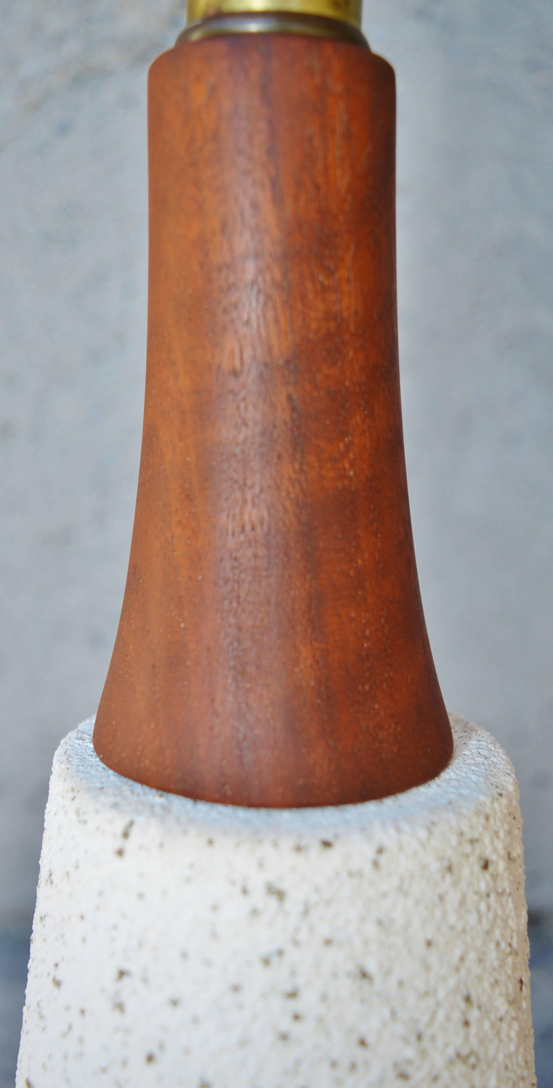 Mid-Century Modern Pair of Mid-Century Walnut Speckle Ceramic Large Lamps