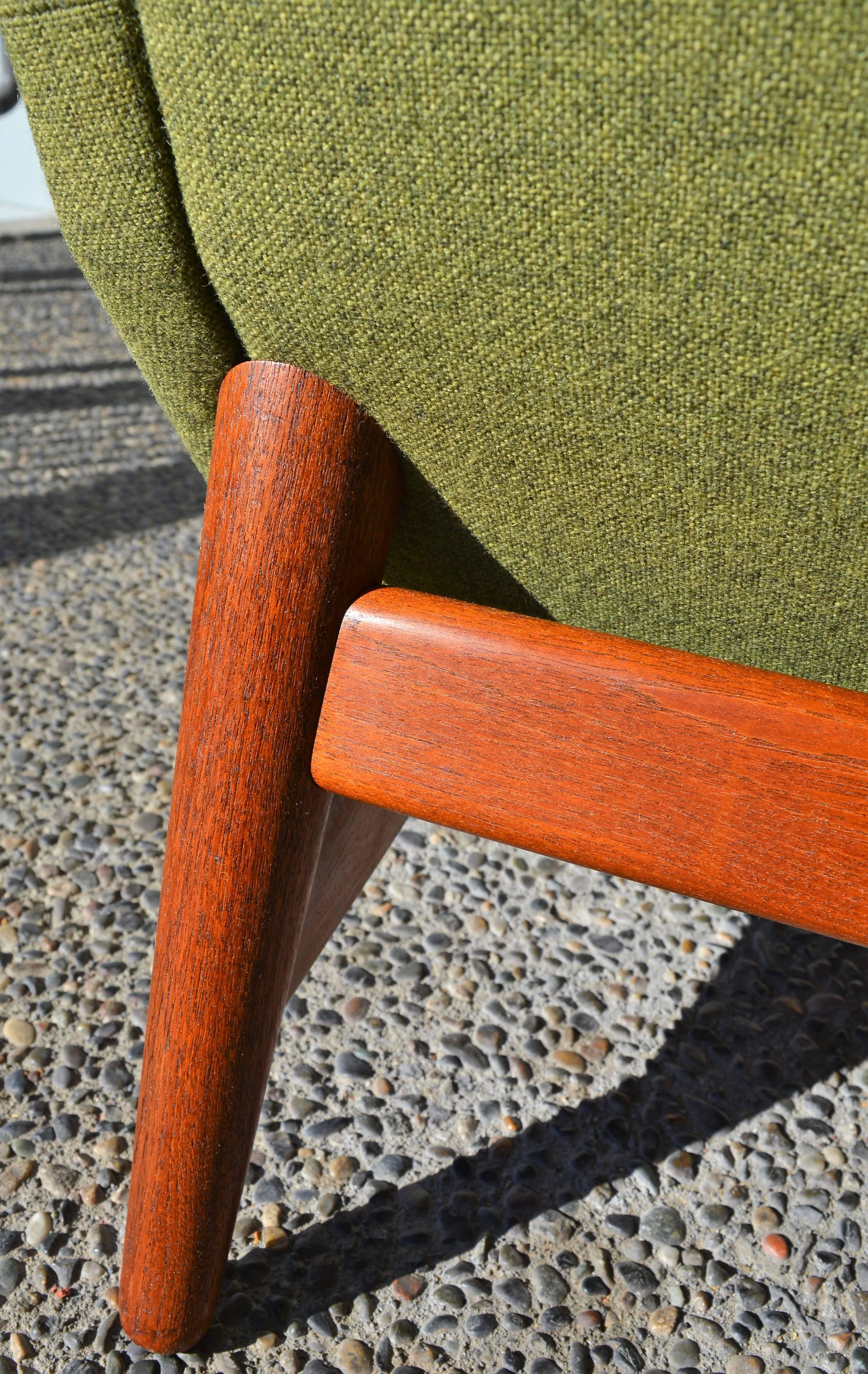 Mid-20th Century Bramin Teak Base Sofa and Lounge Chair in Sage Green Wool