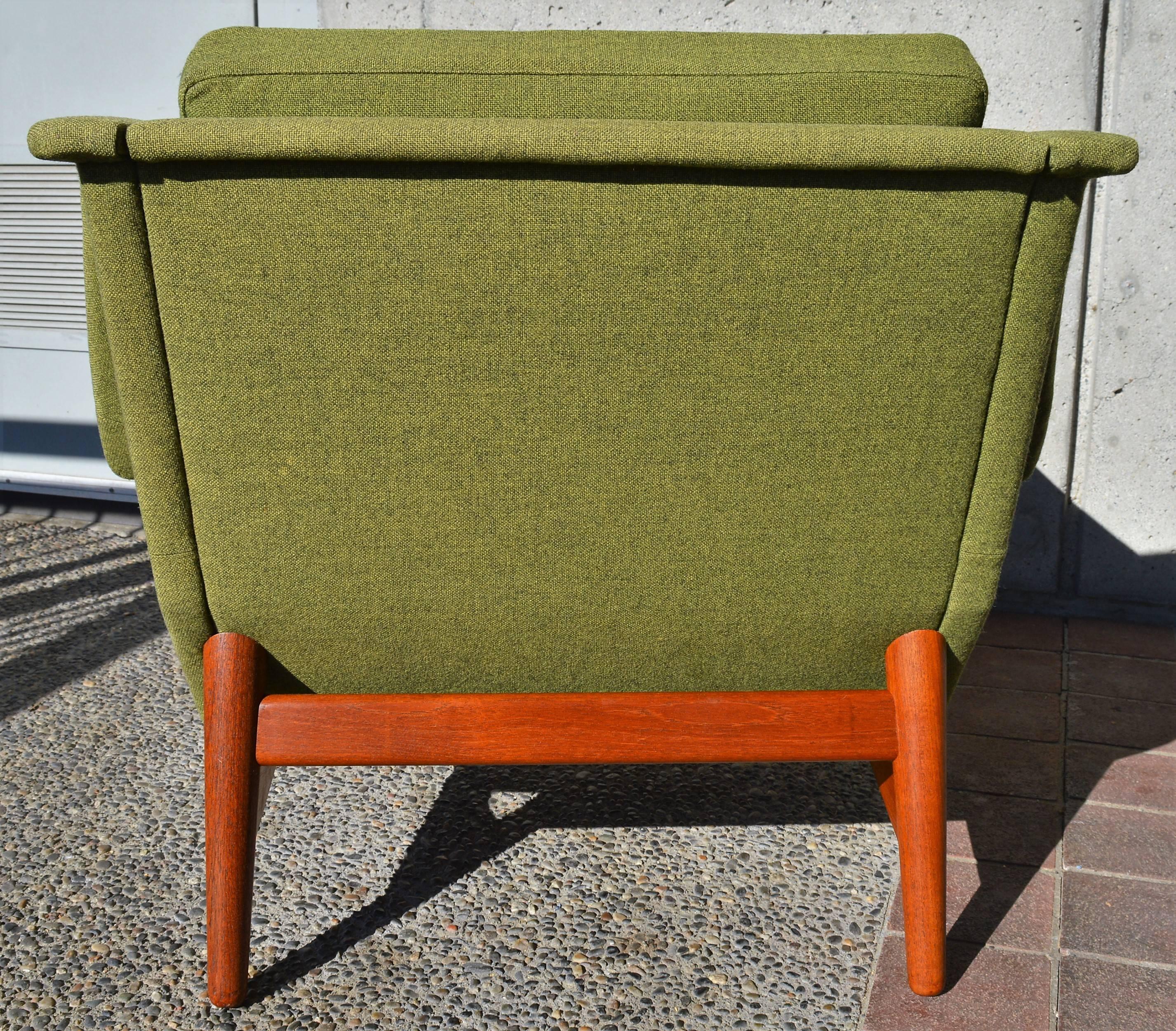 Upholstery Bramin Teak Base Sofa and Lounge Chair in Sage Green Wool