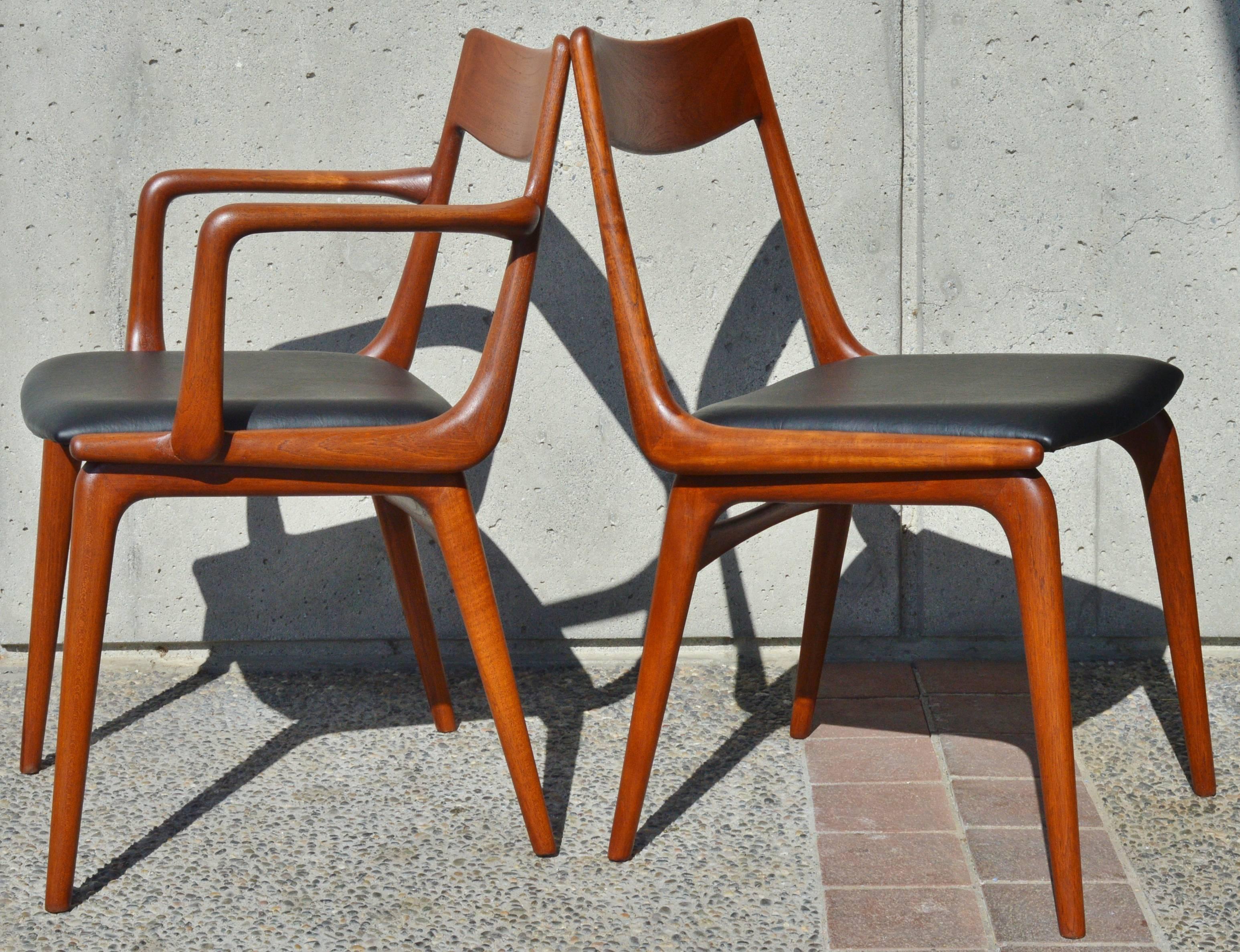 Set of Eight Erik Christensen Teak Boomerang Dining Chairs for Slagelse 1