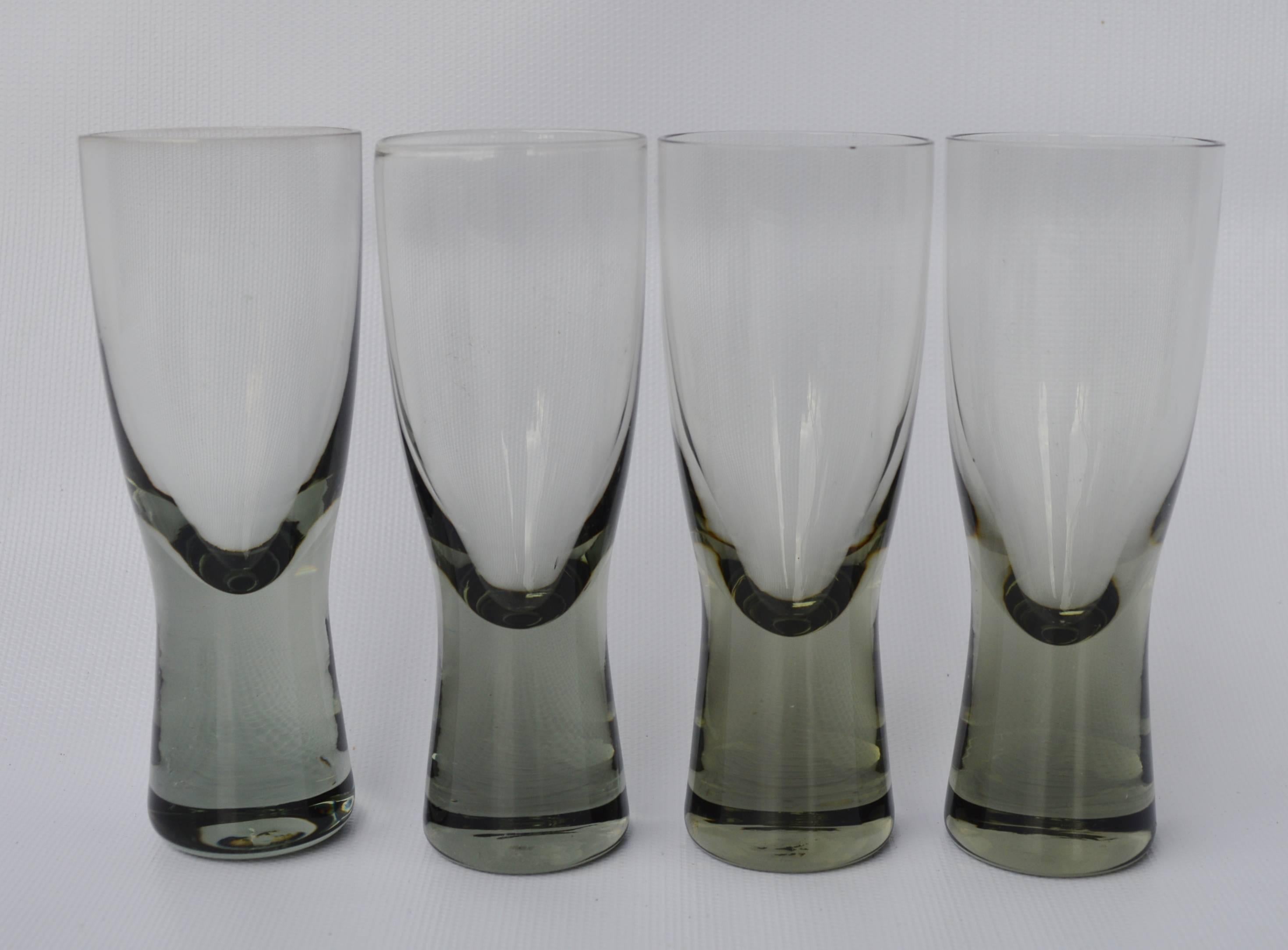 Mid-Century Modern Set 12 Per Lutkin Holmegaard Smoked Canada Glasses - Wine, Aperitif, Cordial For Sale
