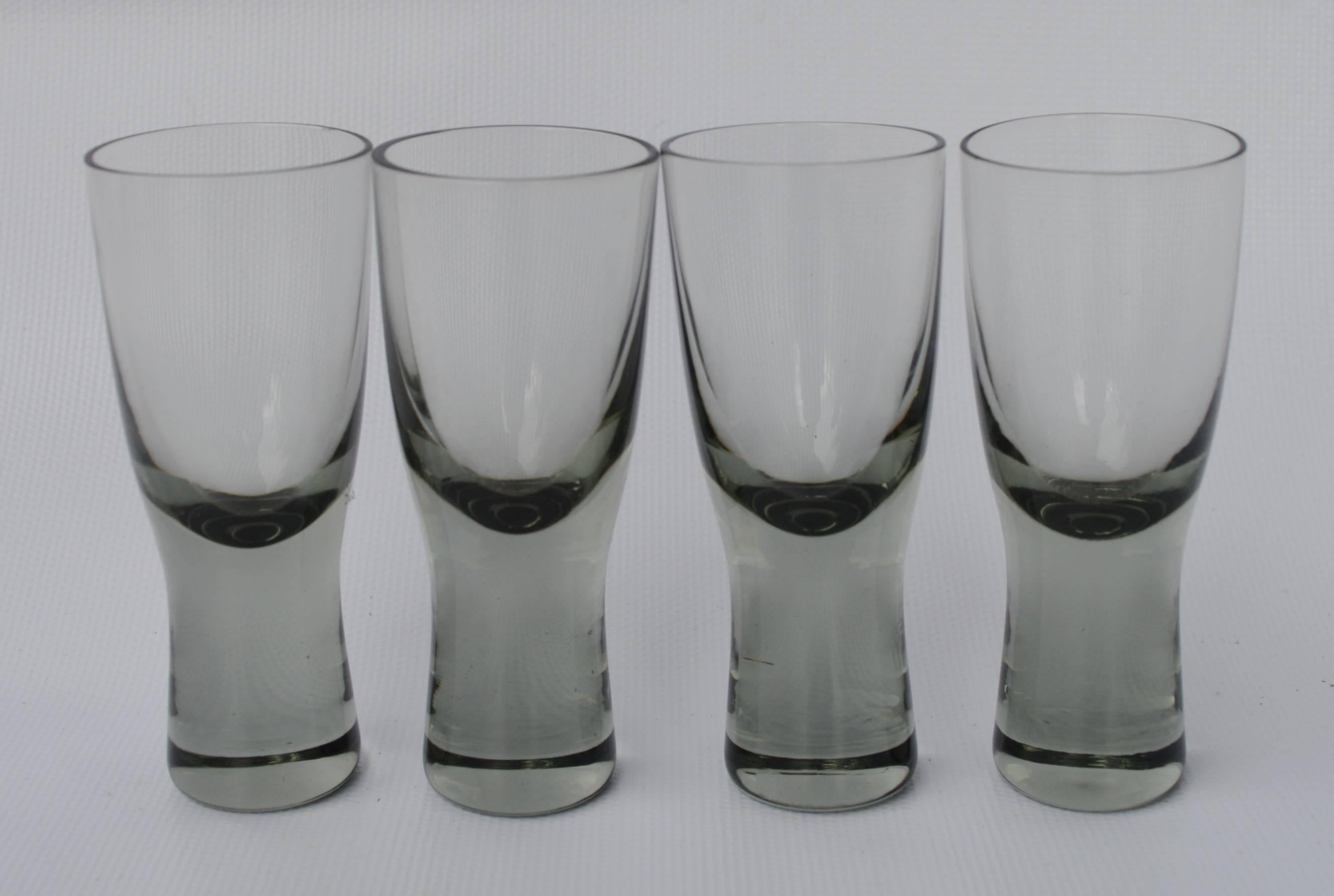 Danish Set 12 Per Lutkin Holmegaard Smoked Canada Glasses - Wine, Aperitif, Cordial For Sale