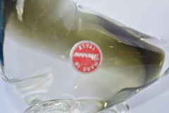 Murano Glass Figurines, Pelican in Blue and Seal in Smoked Glass