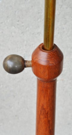 Teak and Brass Telescoping Floor Lamp, Danish Modern