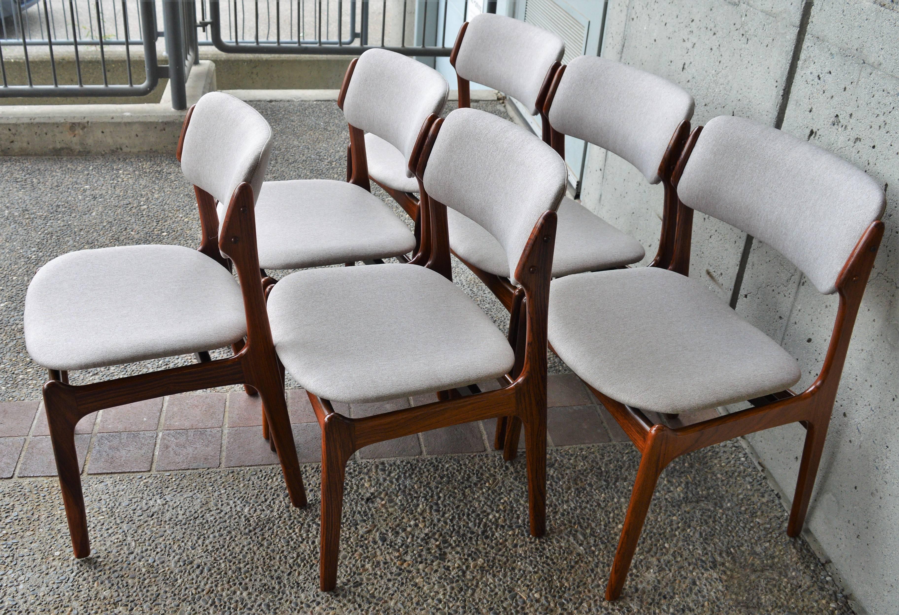 Mid-20th Century Erik Buch Model 49 Rosewood Dining Chairs, Set of Six, Danish Modern