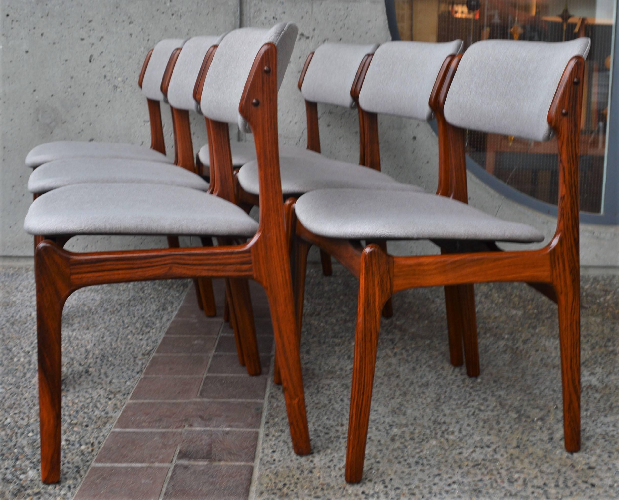 Erik Buch Model 49 Rosewood Dining Chairs, Set of Six, Danish Modern 1