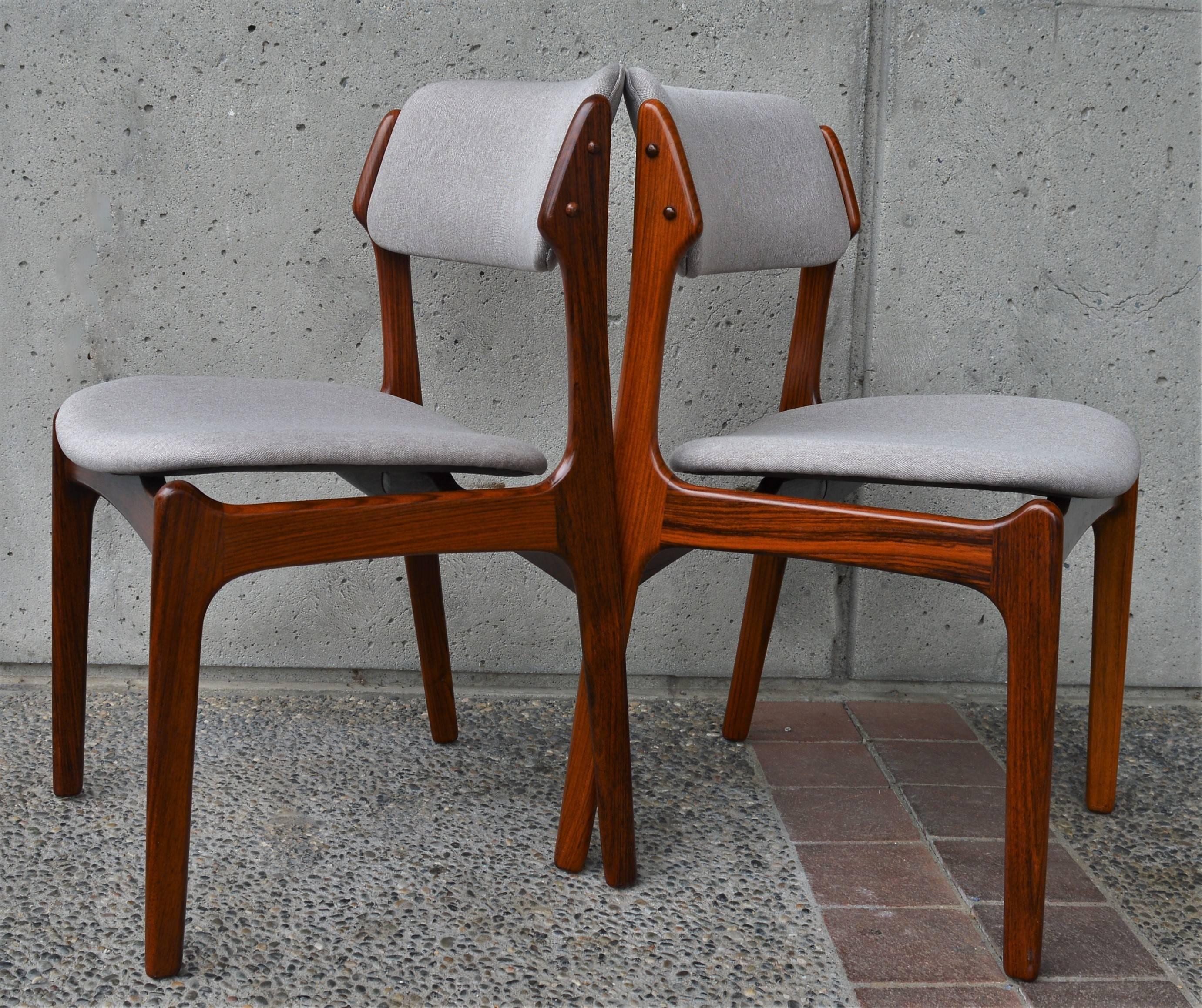 Erik Buch Model 49 Rosewood Dining Chairs, Set of Six, Danish Modern In Excellent Condition In New Westminster, British Columbia