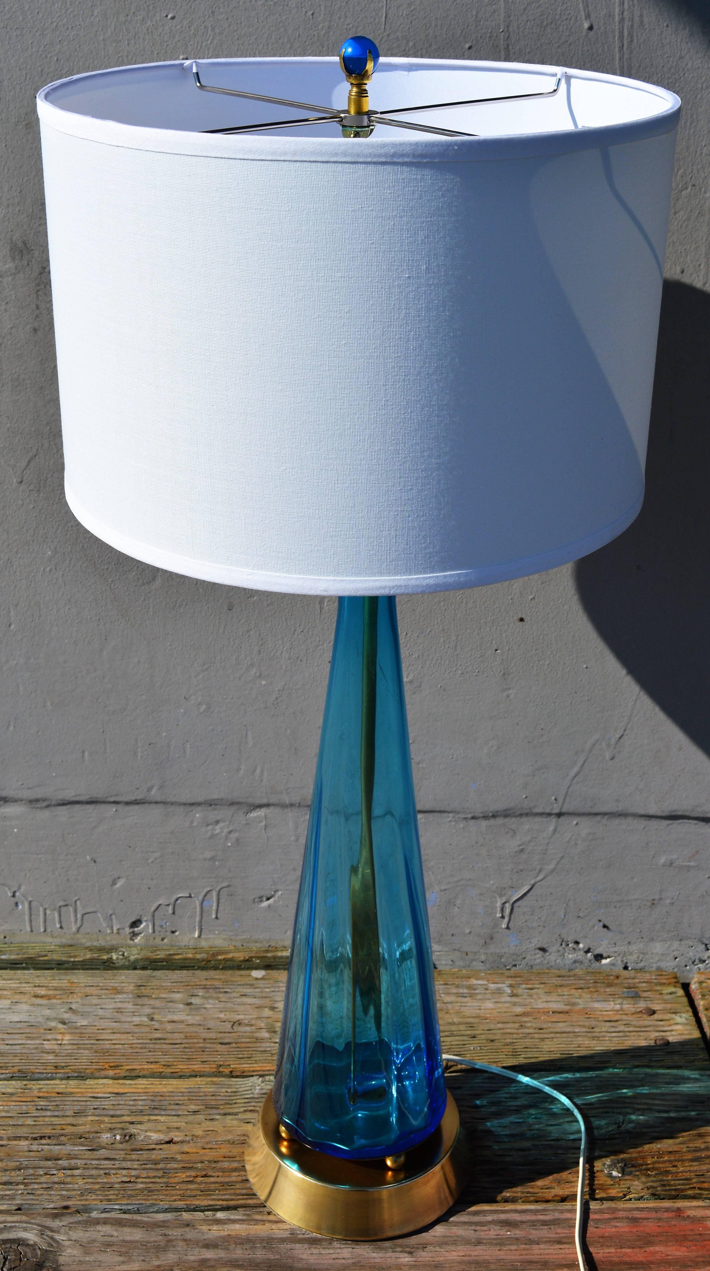 Murano Scalloped Blue Glass Lamp 3