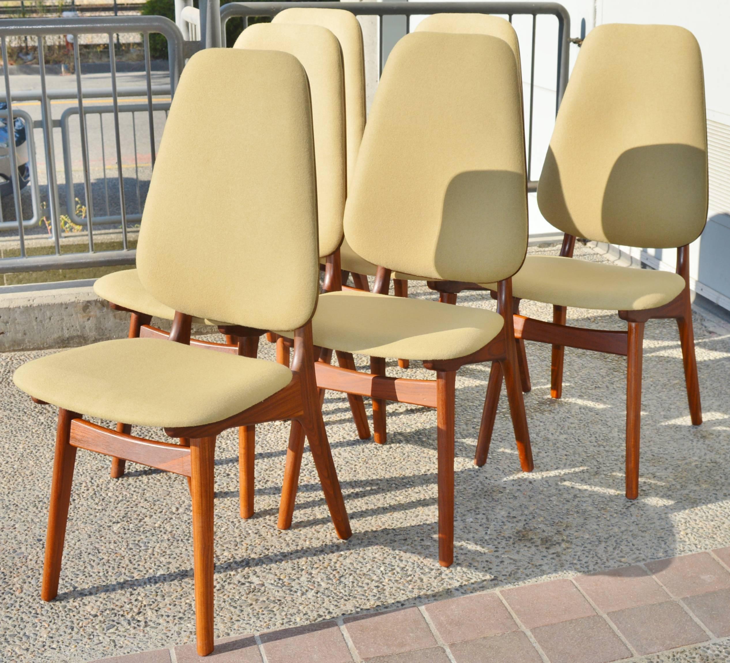 Mid-Century Modern Arne Hovmand-Olsen Teak Dining Chairs, Set of Six, Danish Modern