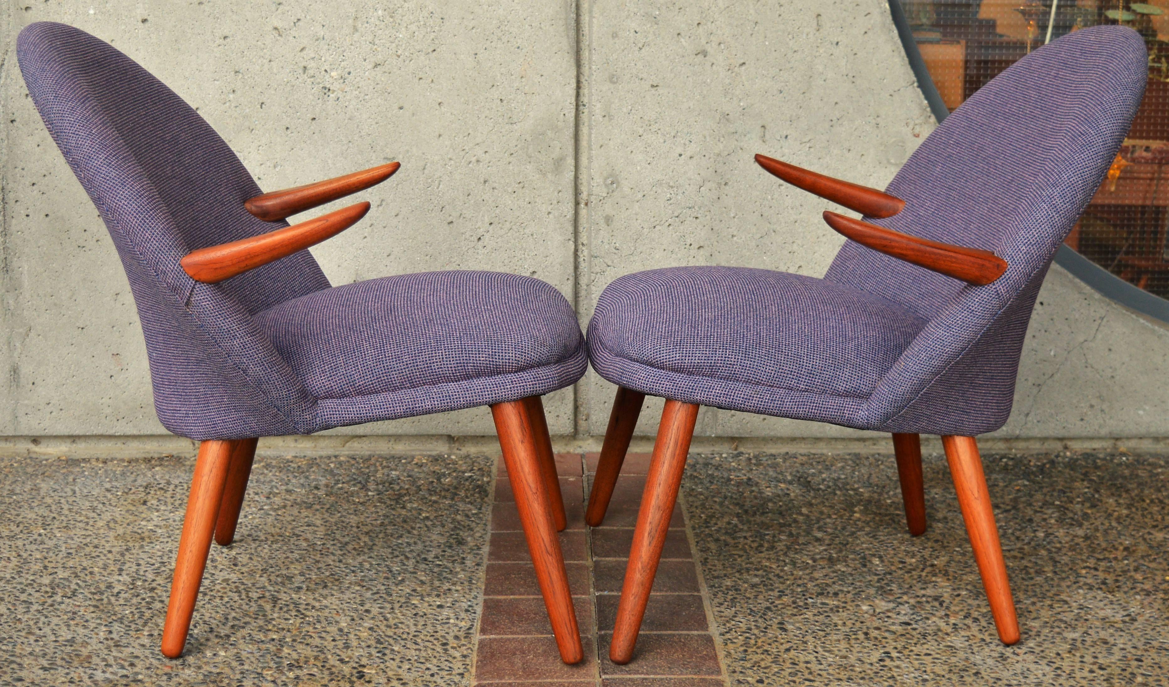 Mid-20th Century Pair of Kurt Olsen Armchairs / Easy Chairs for Glostrup Mobelfabrik, Danish