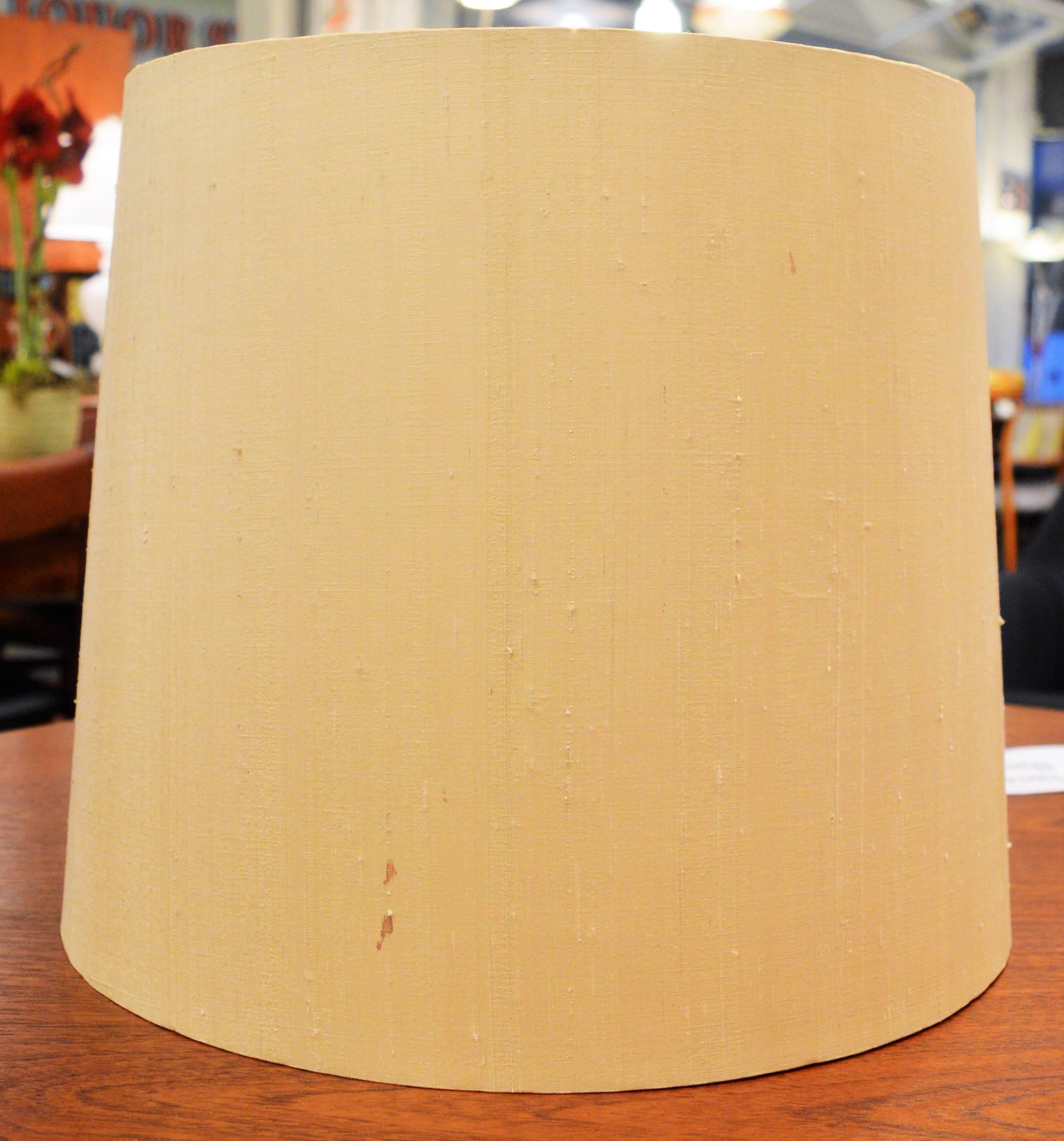 Italian Marble Cylinder Lamp with Silk Barrel Shade, Imported by Holm Sorensen For Sale 1
