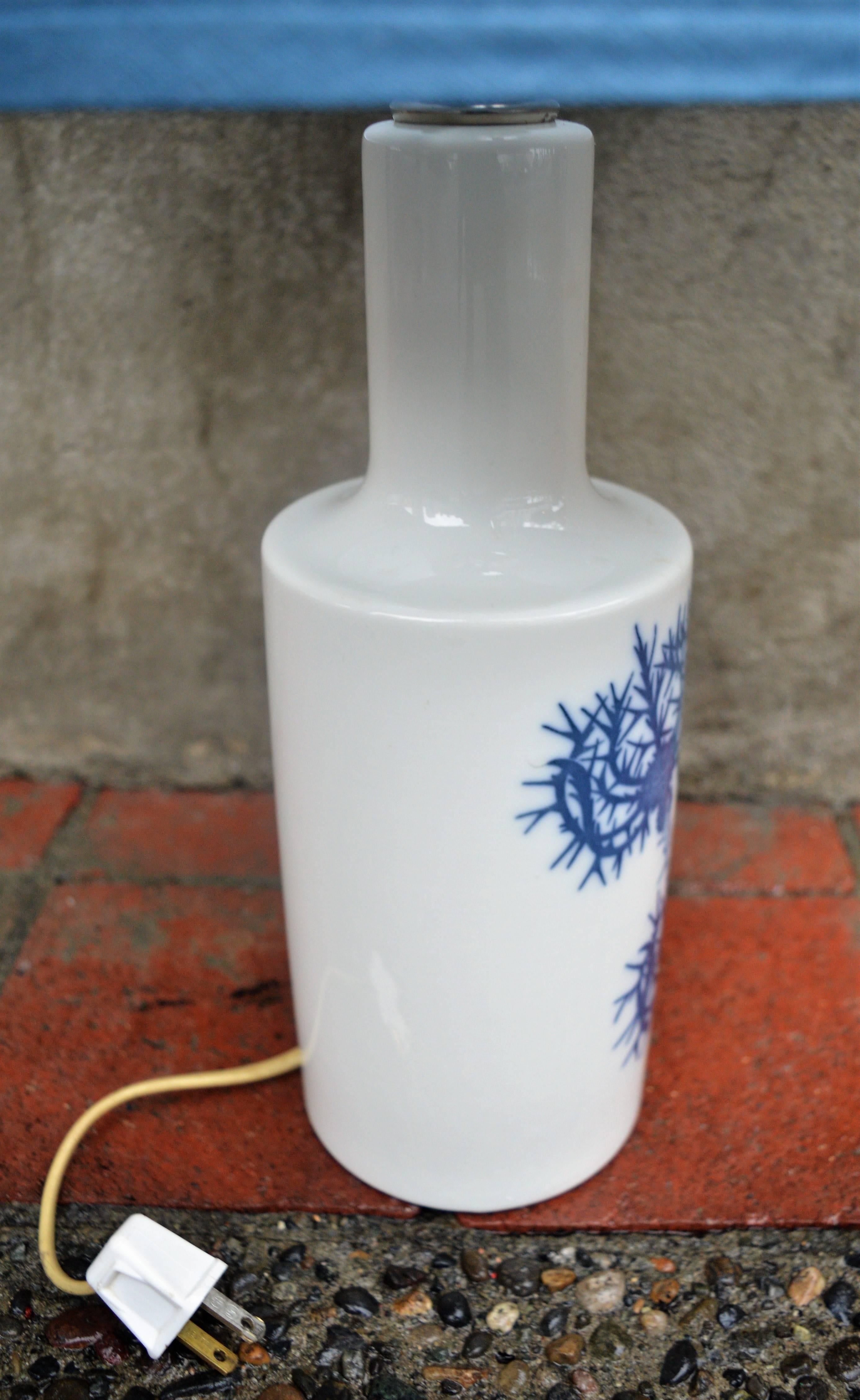 Blue Ceramic Thistle Lamp by Fog & Mørup for Royal Copenhagen New Blue Shade In Excellent Condition In New Westminster, British Columbia