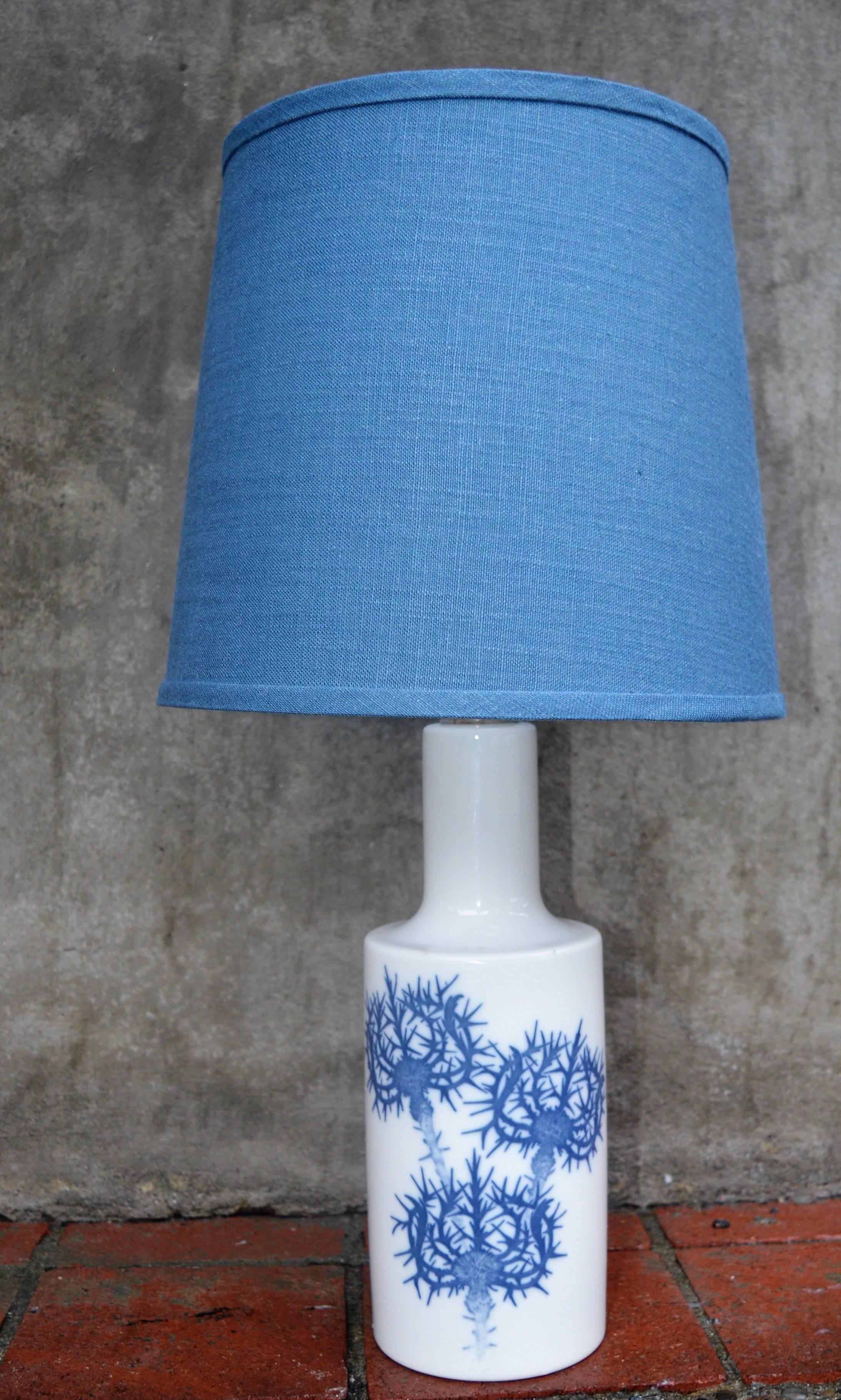 Mid-Century Modern Blue Ceramic Thistle Lamp by Fog & Mørup for Royal Copenhagen New Blue Shade