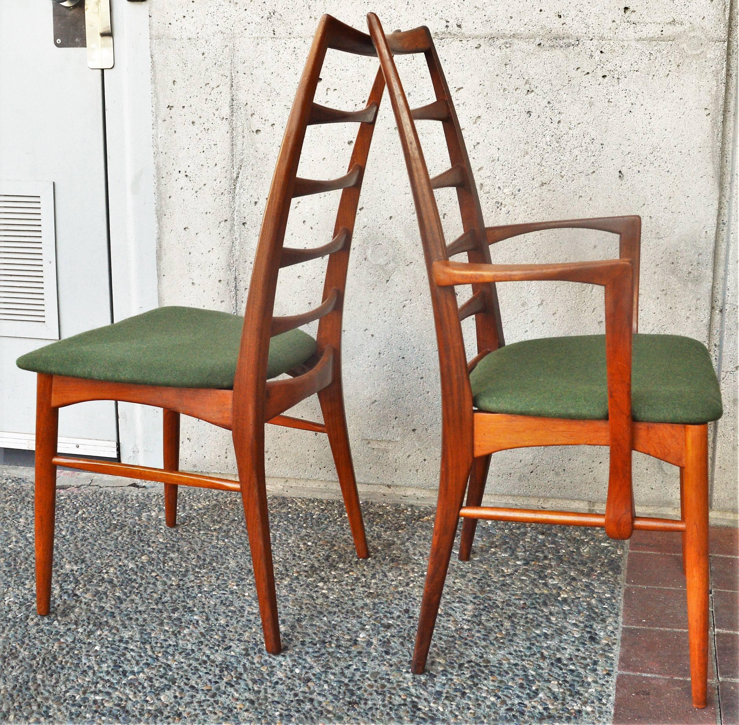 Danish Set of Six Teak Two-Tone Liz Chairs, Niels Koefoeds for Koefoeds Hornslet 1