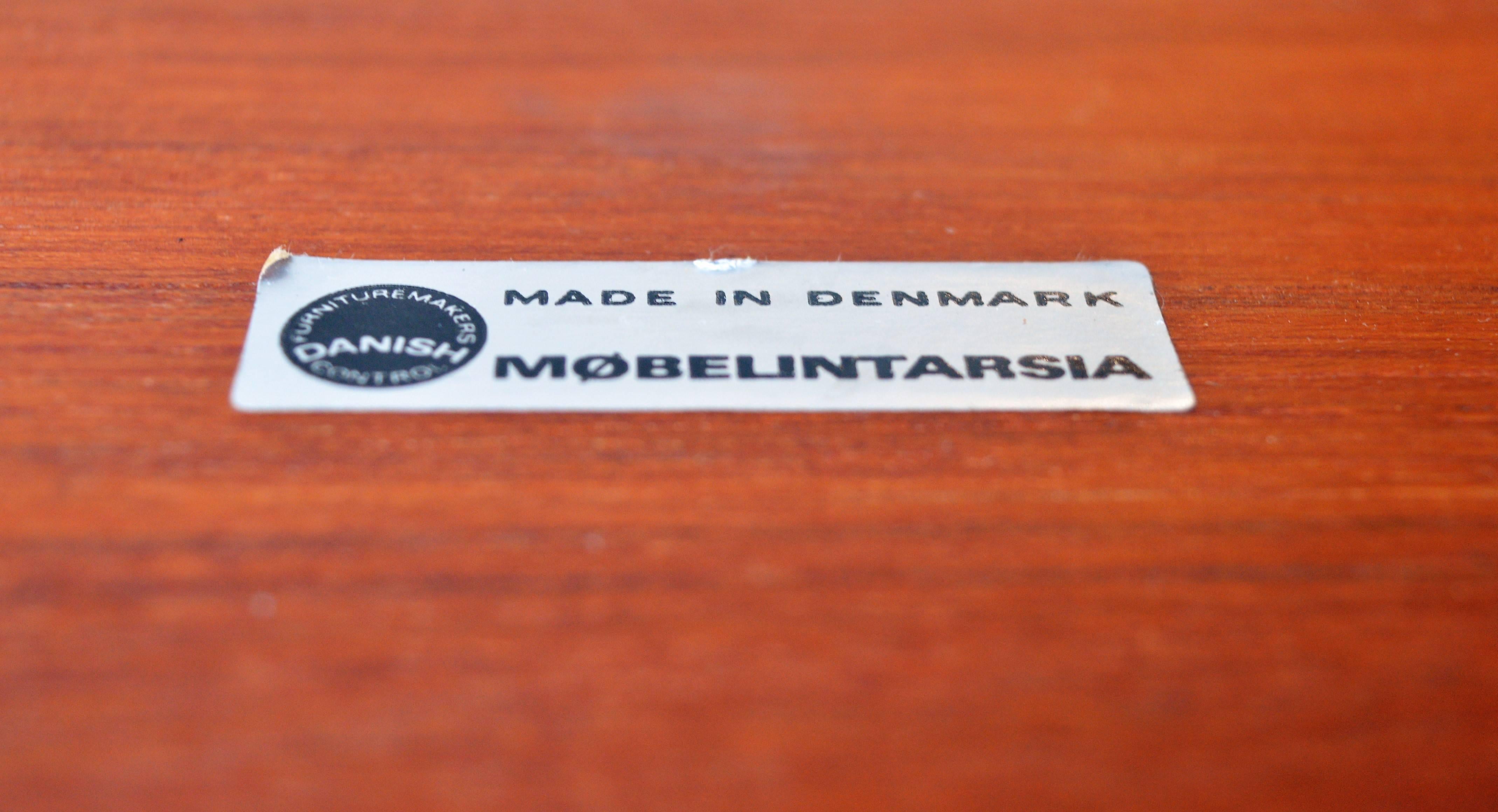Danish Teak Coffee Table Flared Edges and Lower Cane Shelf by Mobelintarsia 3