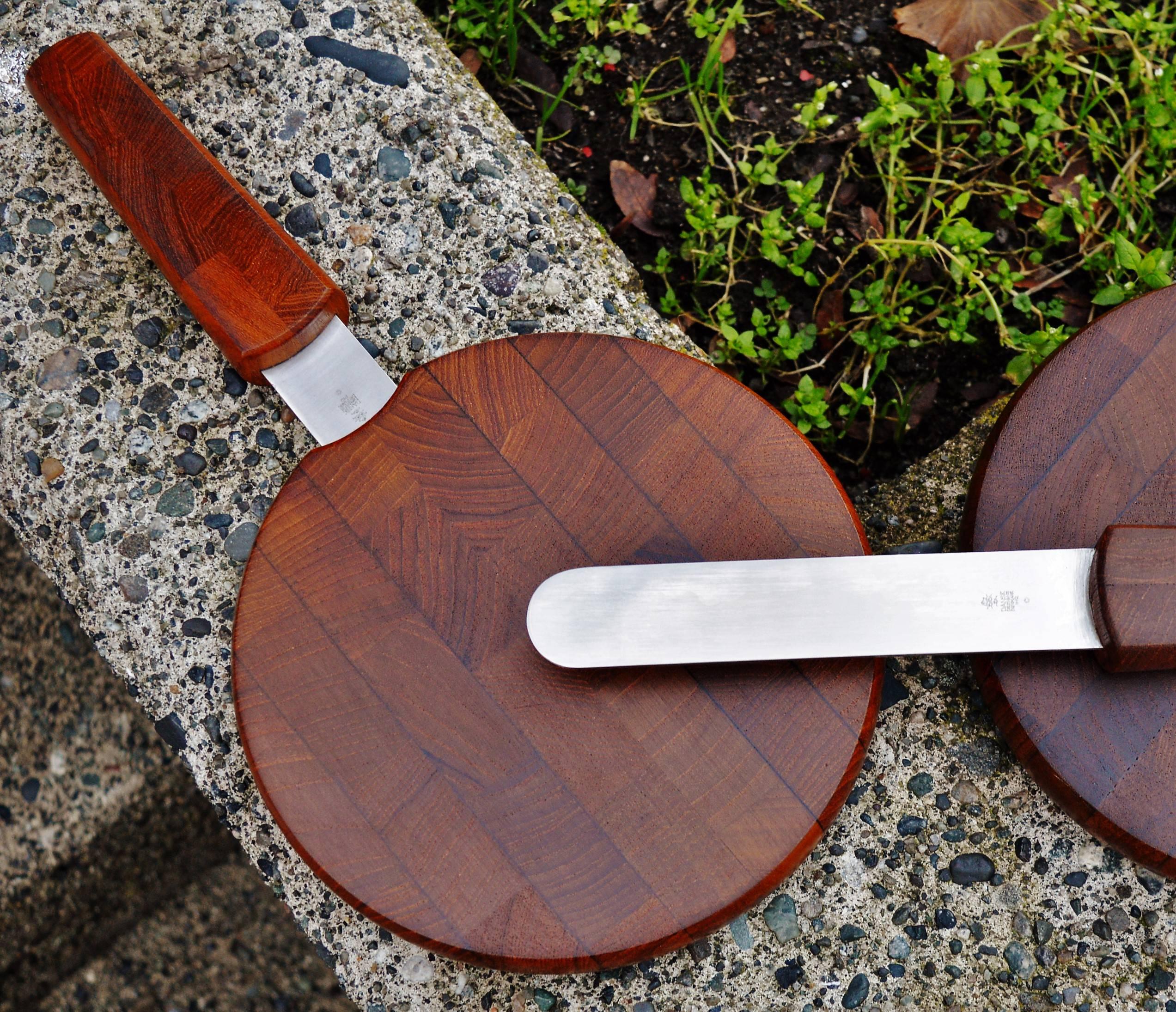 Mid-20th Century Pair of Jens Quistgaard for Dansk Single Teak Cutting Boards with Hidden Knives For Sale