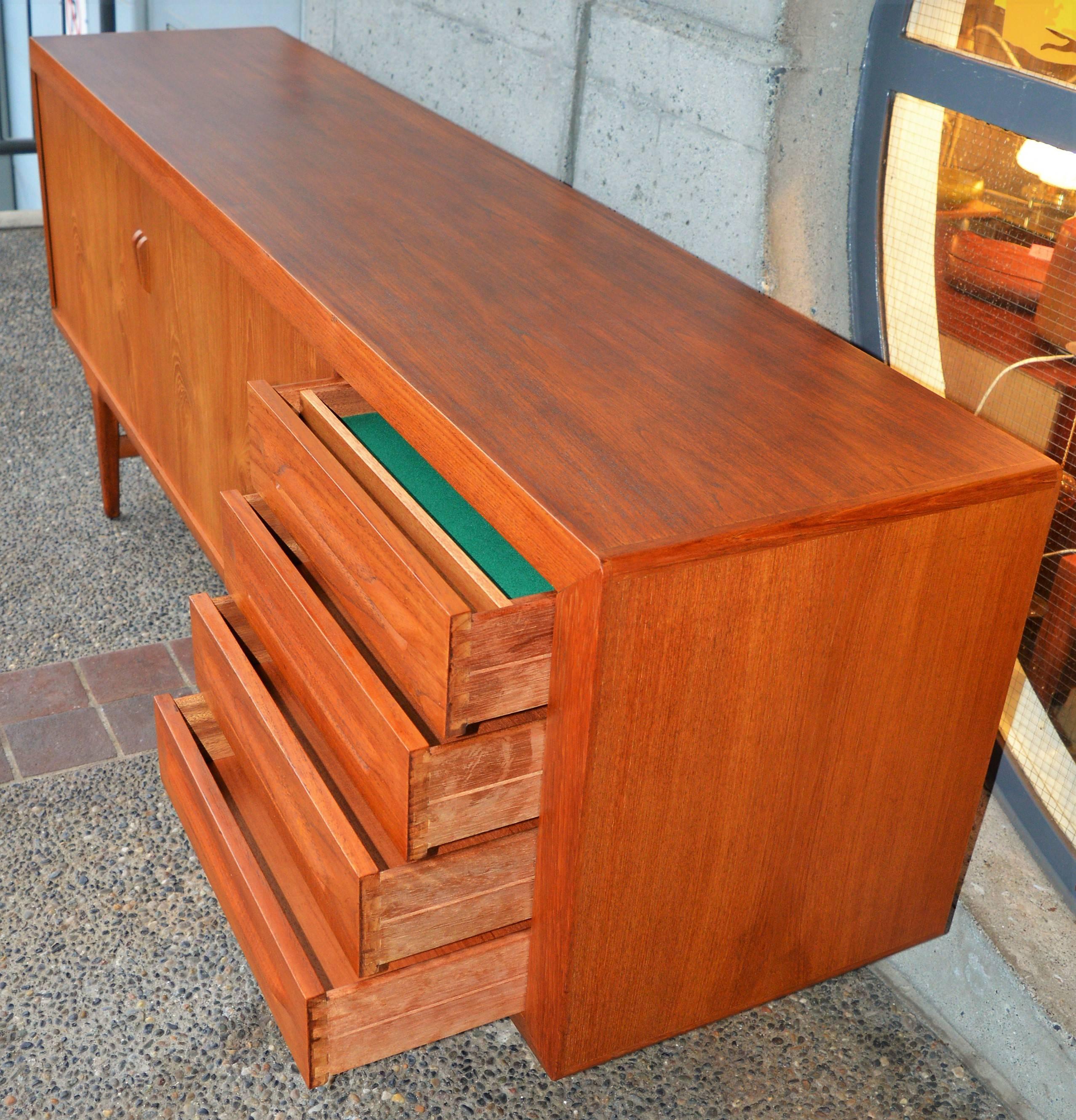 1950s Danish Teak Tambour Credenza by Ib Kofod-Larsen with Finished Back 2