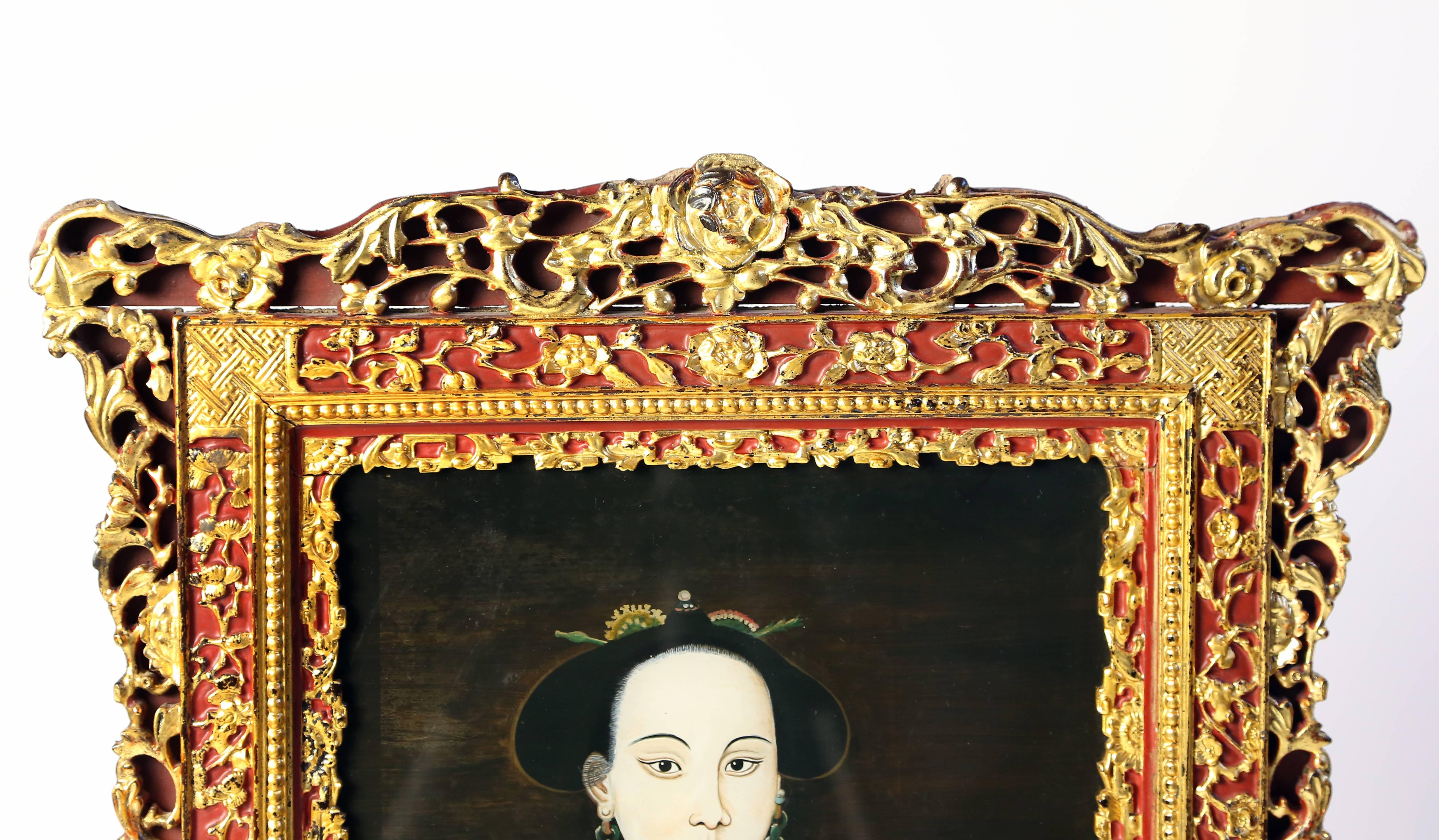 Chinese Reverse Painted Glass Table Screen at 1stDibs