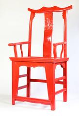 Red Lacquer Chinese Scholar Chair