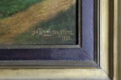 Framed Snowy Mountain Oil Painting Dated 1930, Unattributed