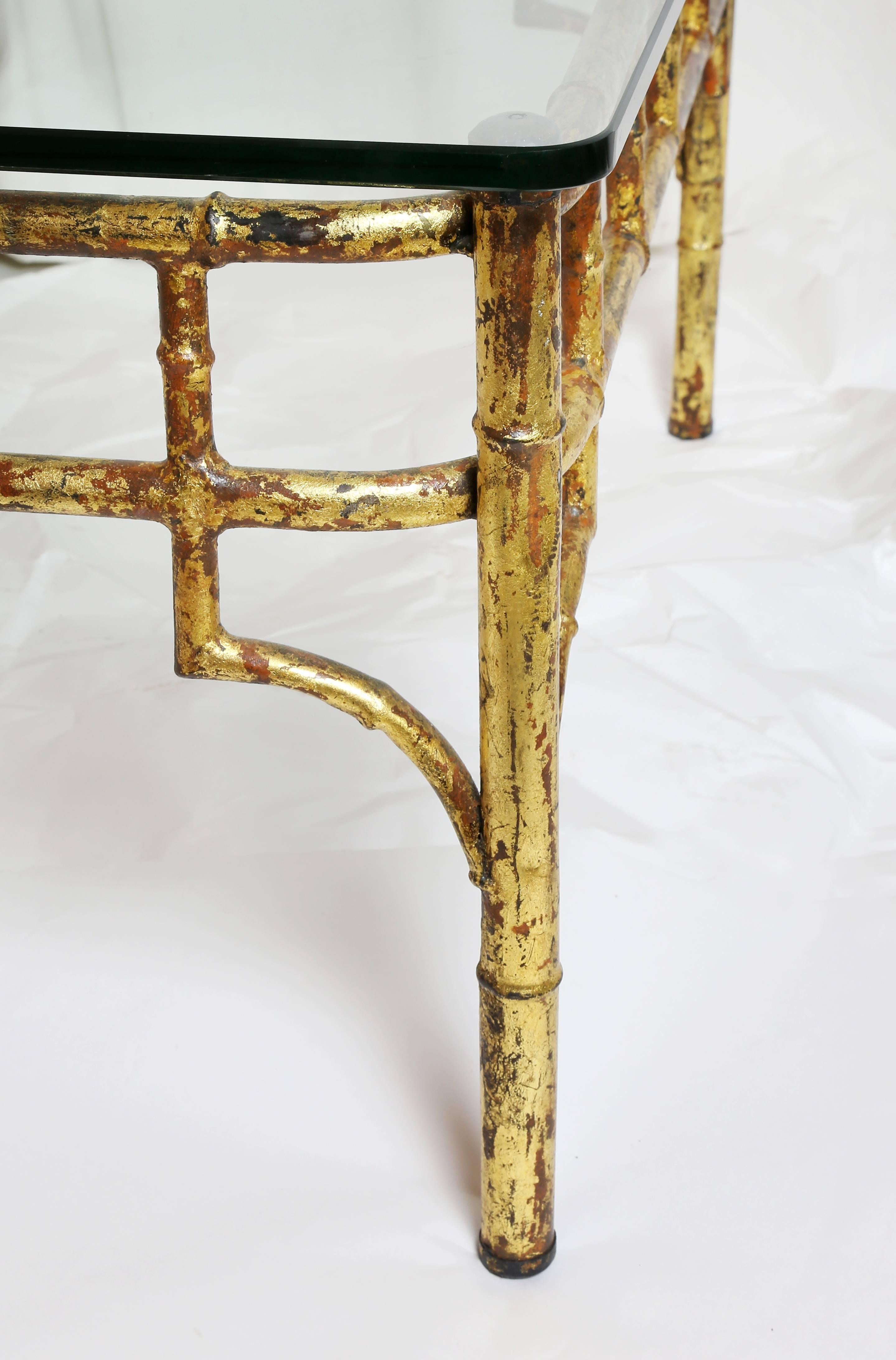 Gilded iron bamboo cocktail table with a 1/2