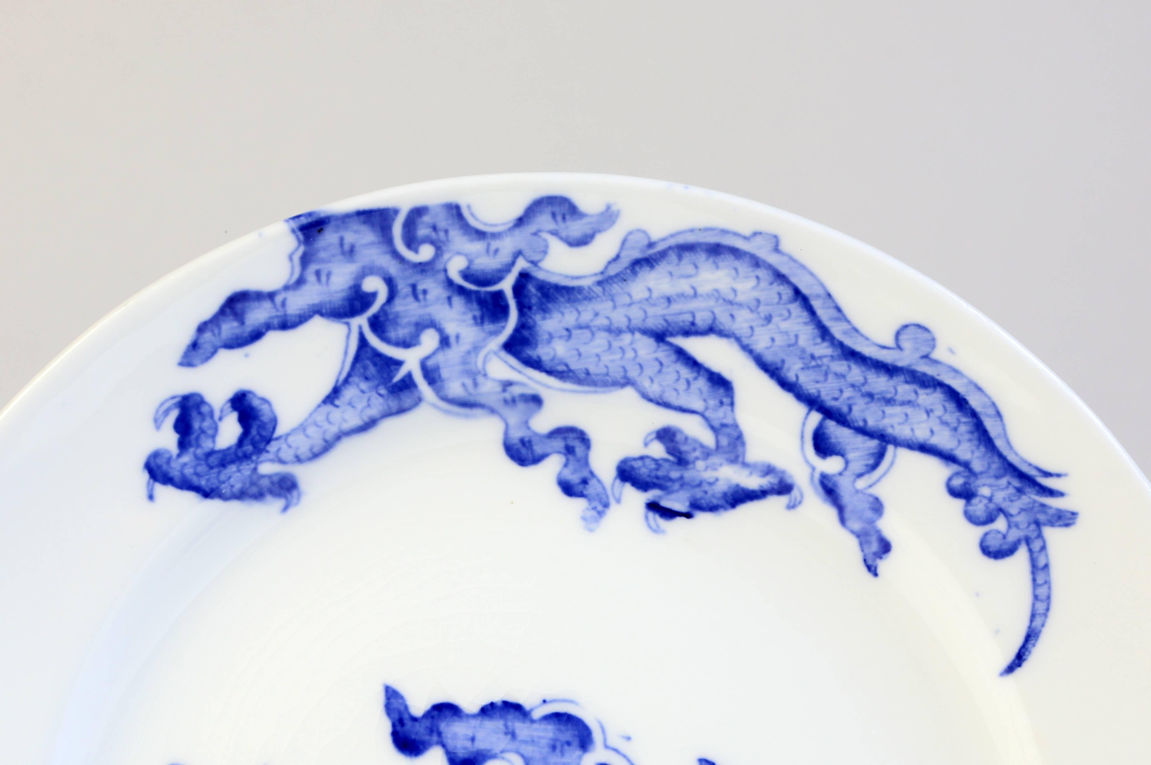 English Set of Four Blue Dragon Plates by Coalport