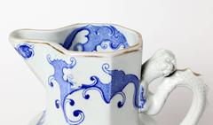 Mason Ironstone Blue Dragon Ewer with Unusual Handle