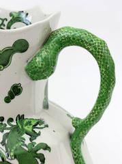 Pair of Tall Mason Ironstone Ewers in Green Dragon Pattern