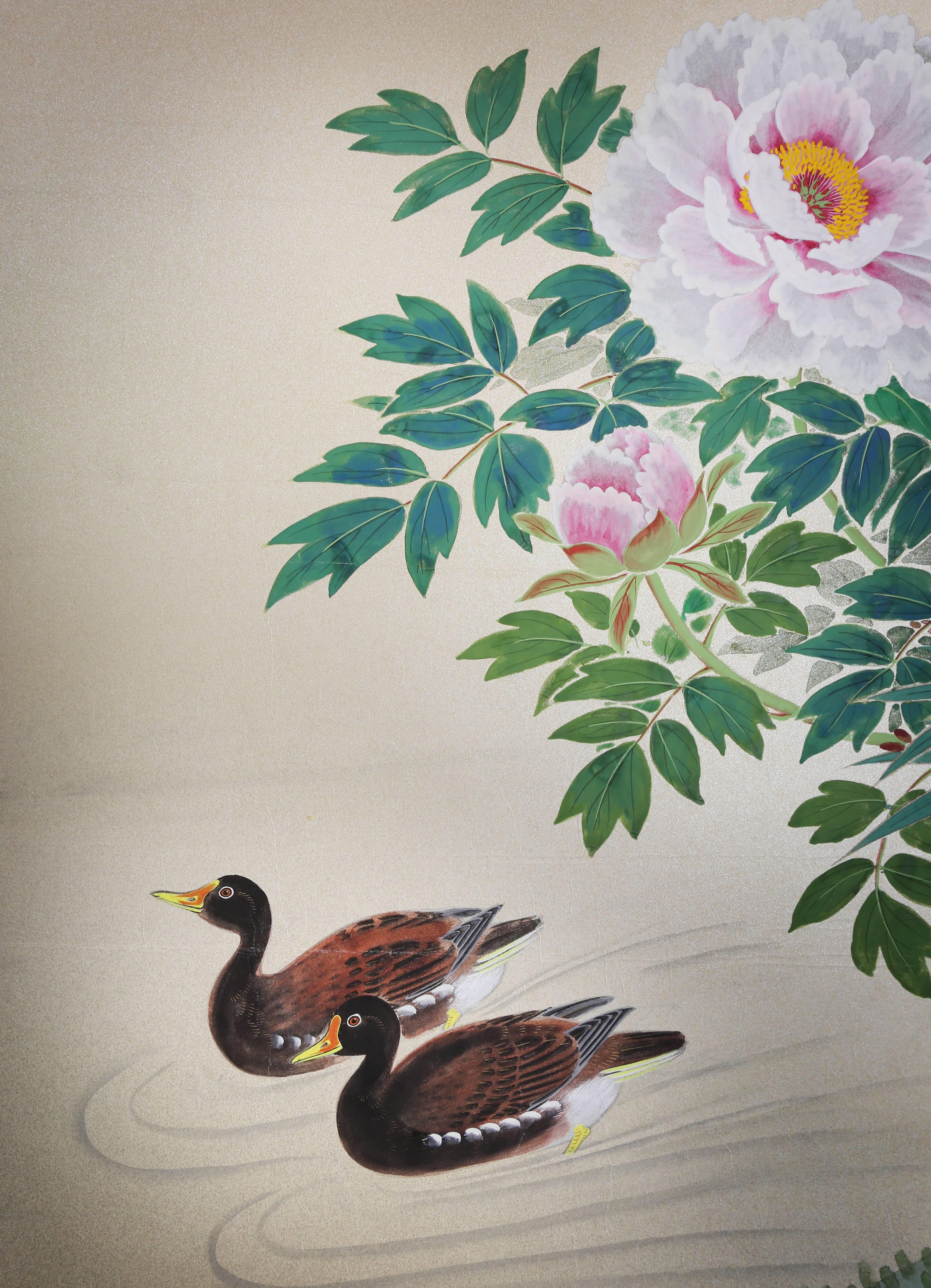Four Framed Hand-Painted Chinese Wallpaper Panels In Good Condition In Austin, TX