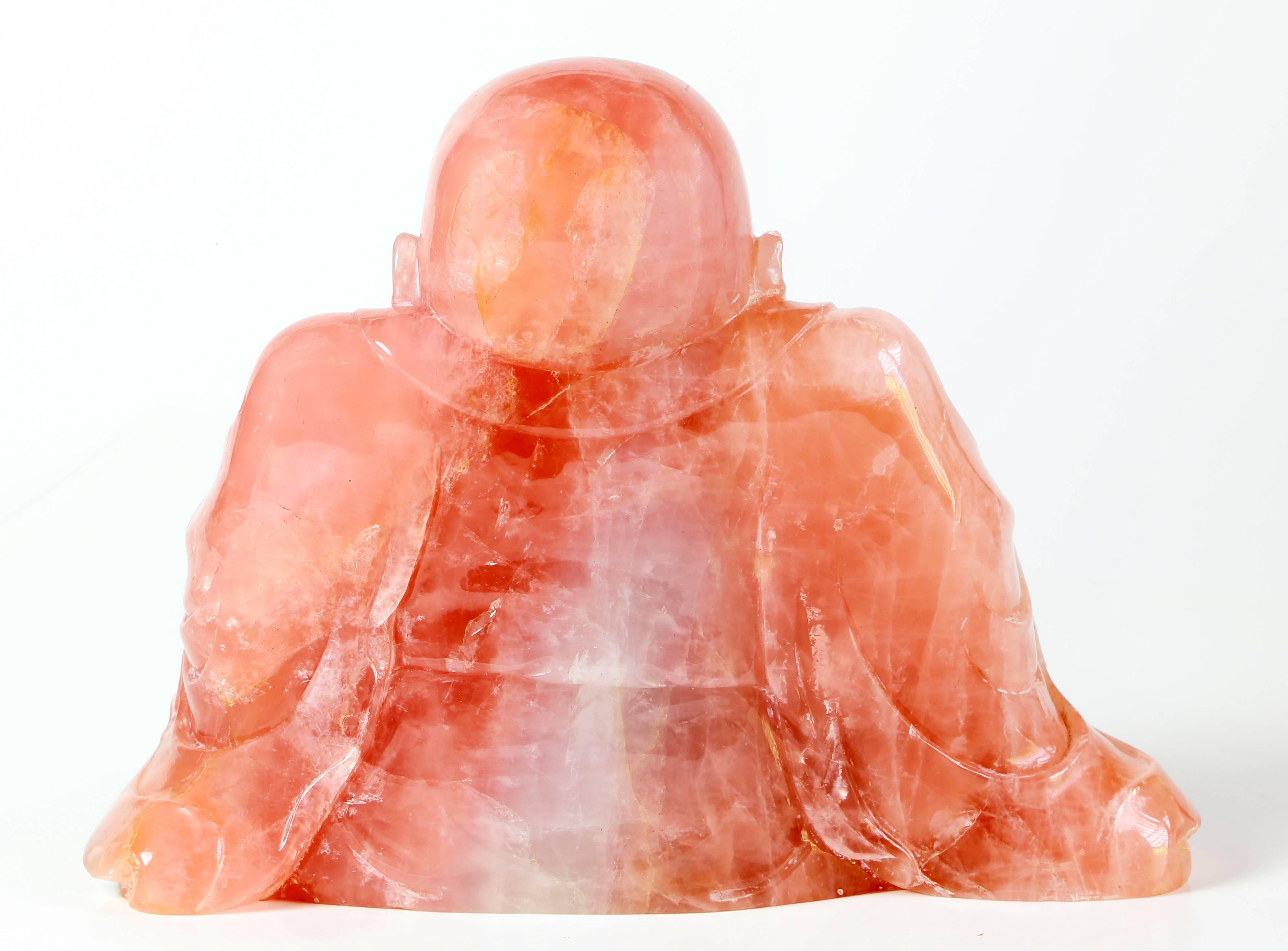 20th Century Rose Quartz Carved Buddha