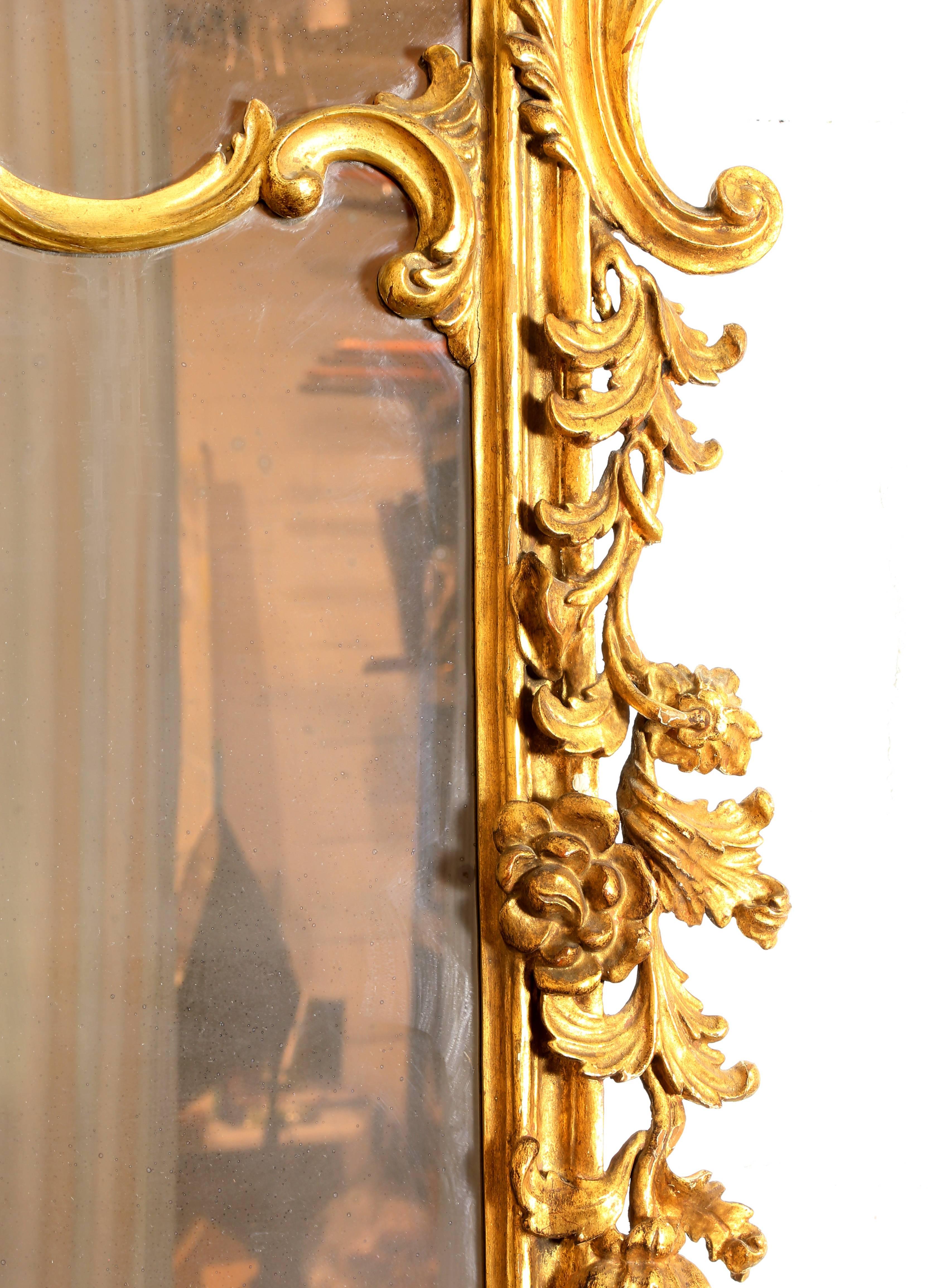 Italian Florentine Gilt Louis XV Style Wall Mirror For Sale