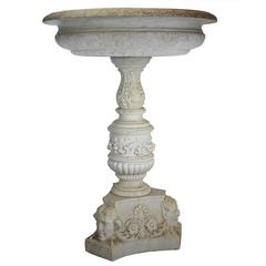 Antique Italian Carved White Carrare Marble Fountain Late 18th Century