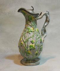 Rare Staffordshire Agateware Pitcher with Pewter Lid, circa 1840