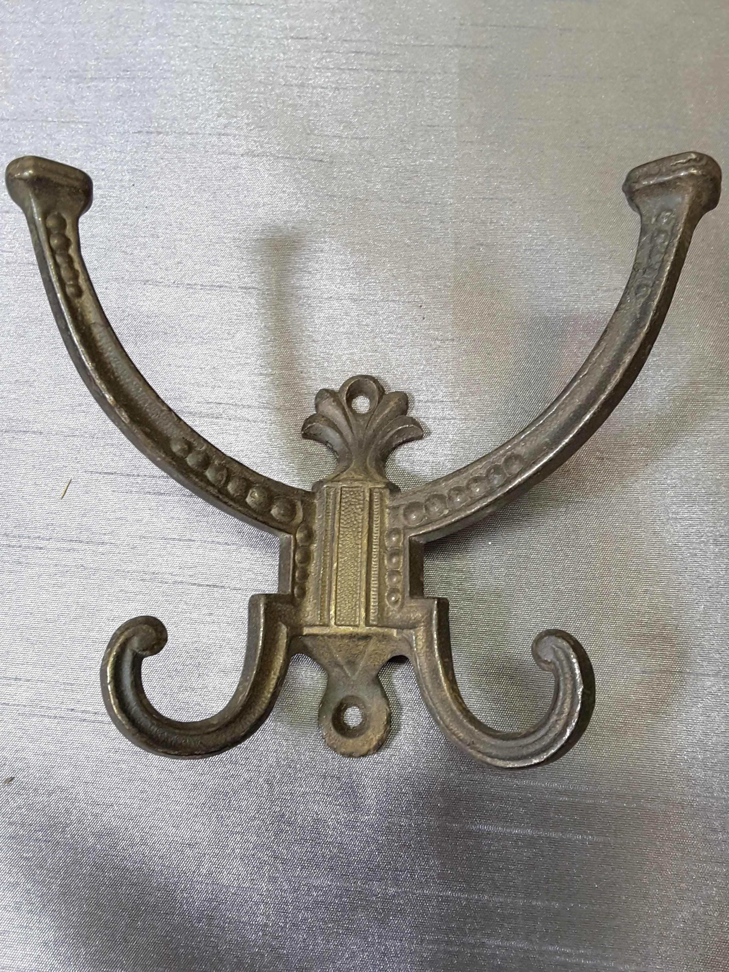 Unknown Pair of Victorian Hallstand or Coat Rack Hooks, Dated 1878 and Marked