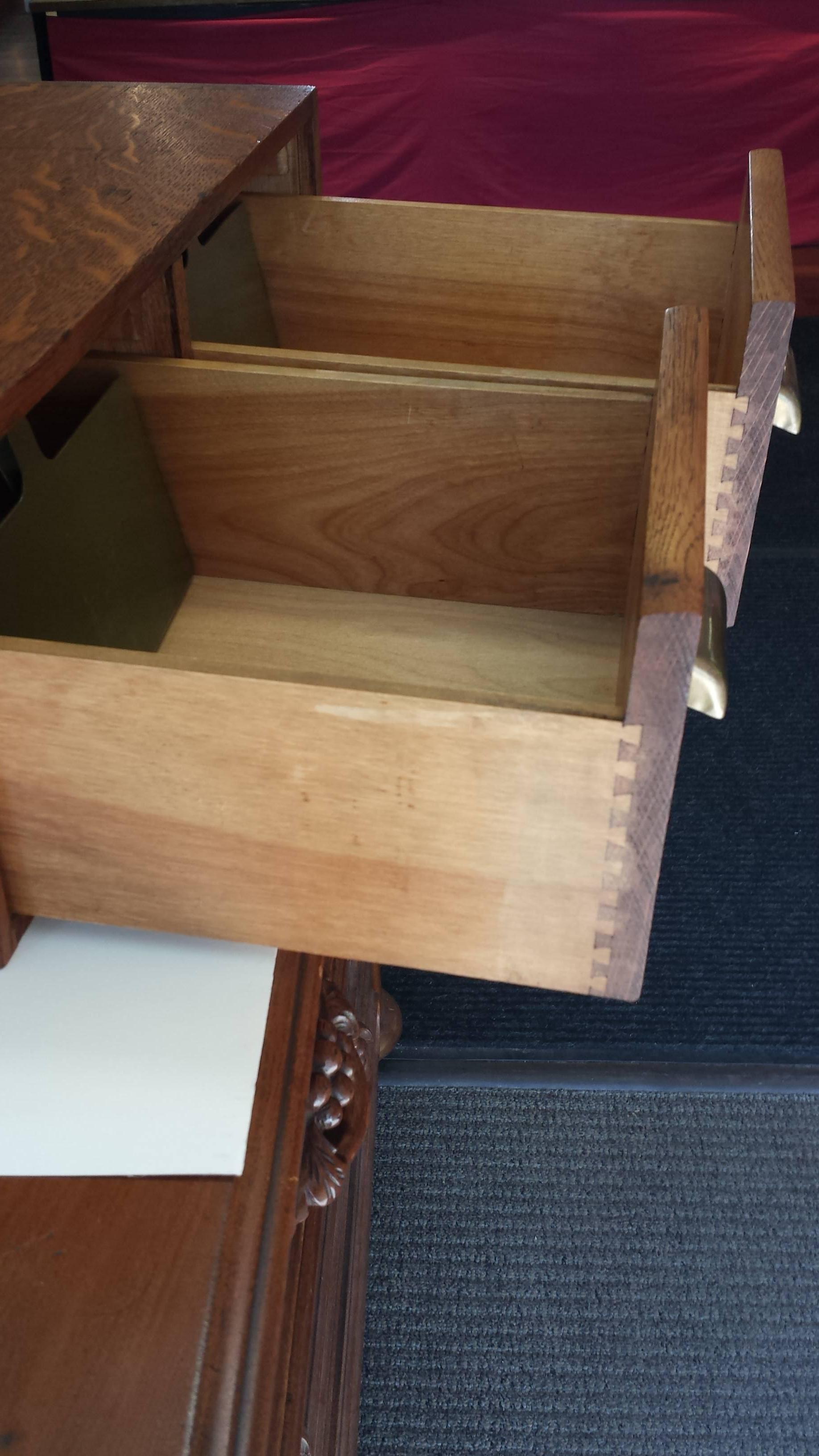 Quarter Cut Oak Two-Drawer Filing Box with Sliding Drawer Holders 1