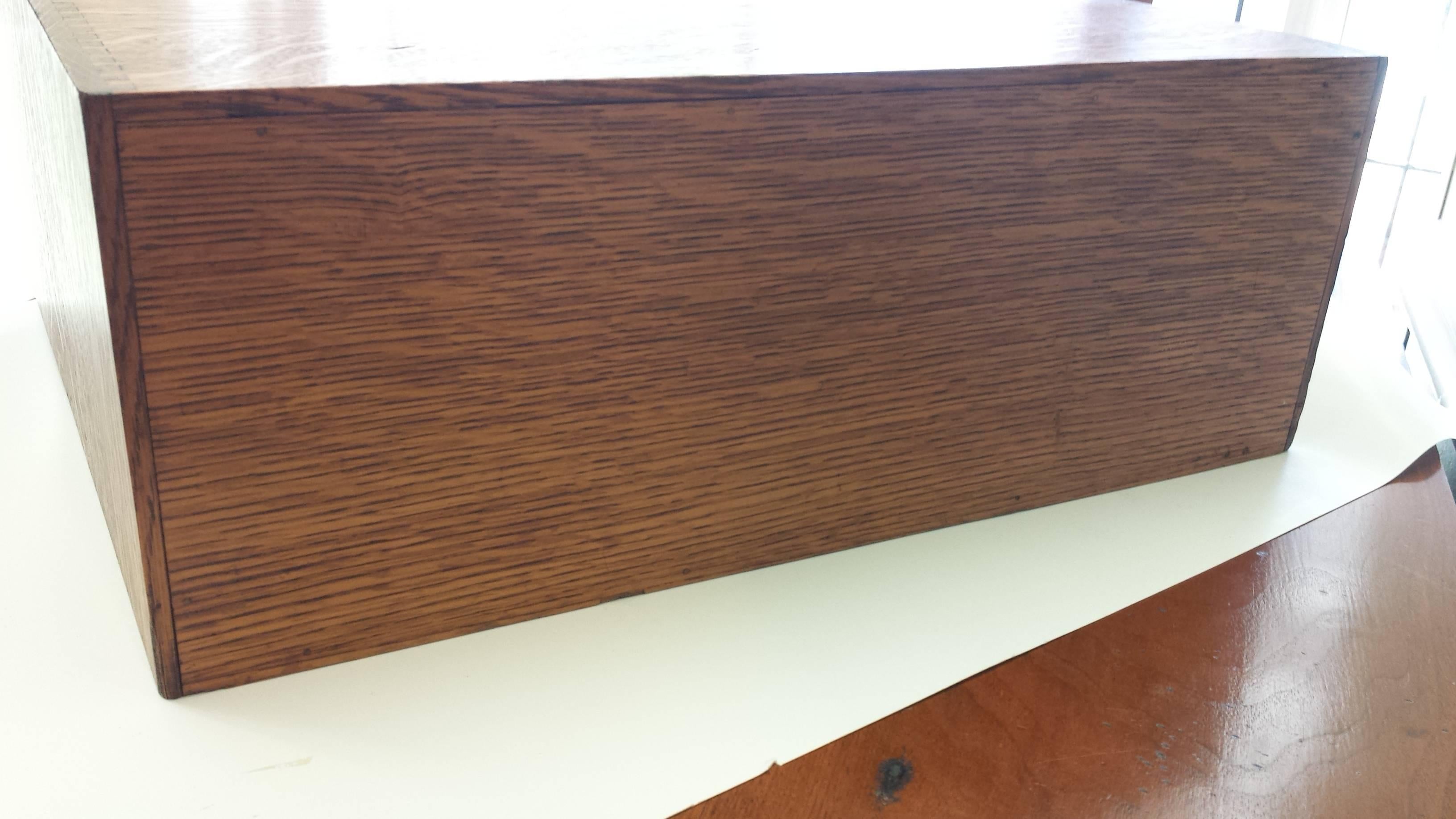 Quarter Cut Oak Two-Drawer Filing Box with Sliding Drawer Holders 4