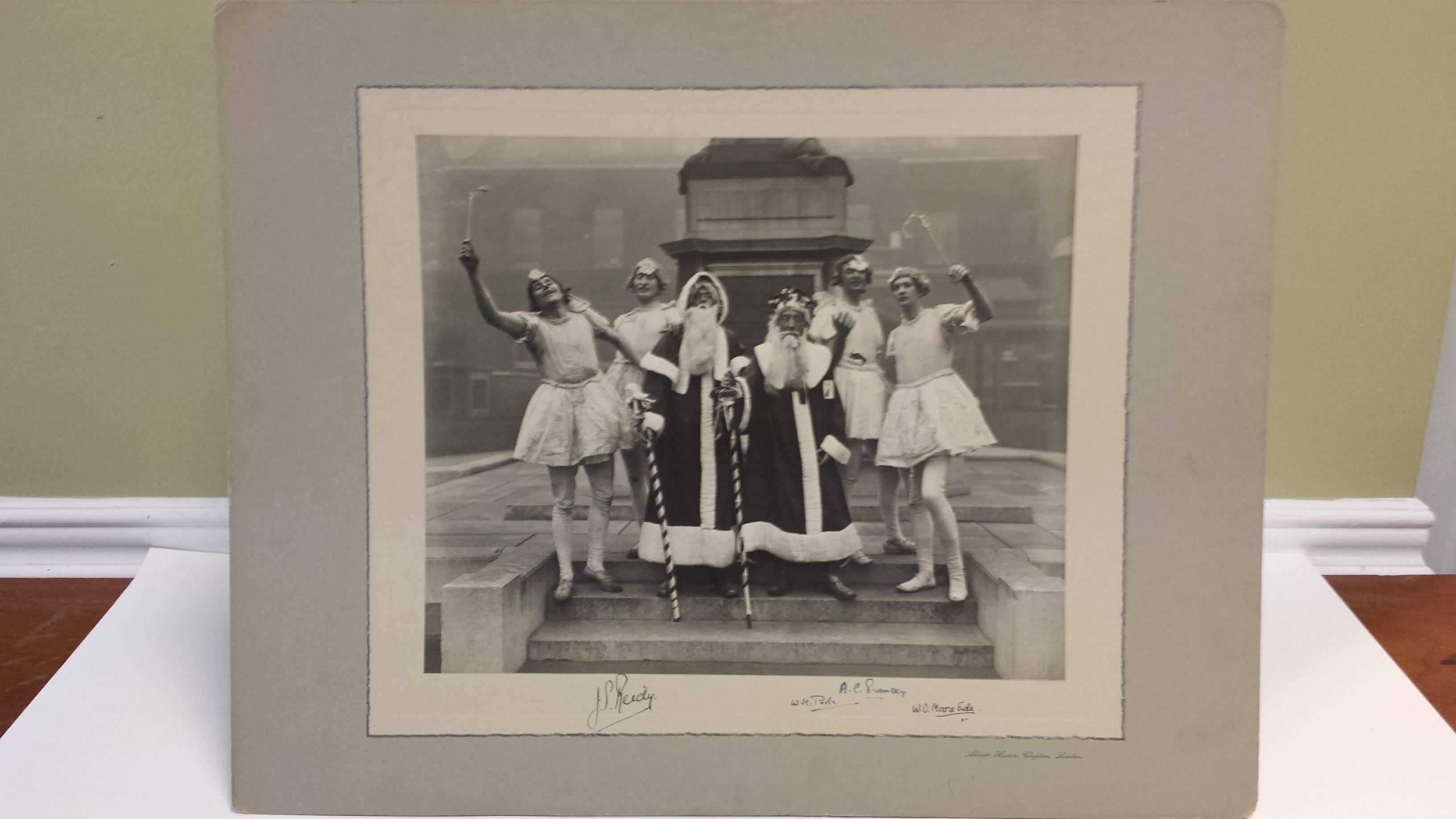 Albert Hester Photograph Christmas 1933 Clapton London, London Hospital Residents Band, Photograph is of Residents in Costume, Fairy's & 2-Santa's, Printed Stamp on border and signed in pen by 4- members, Photo has no fading or damage. The photo