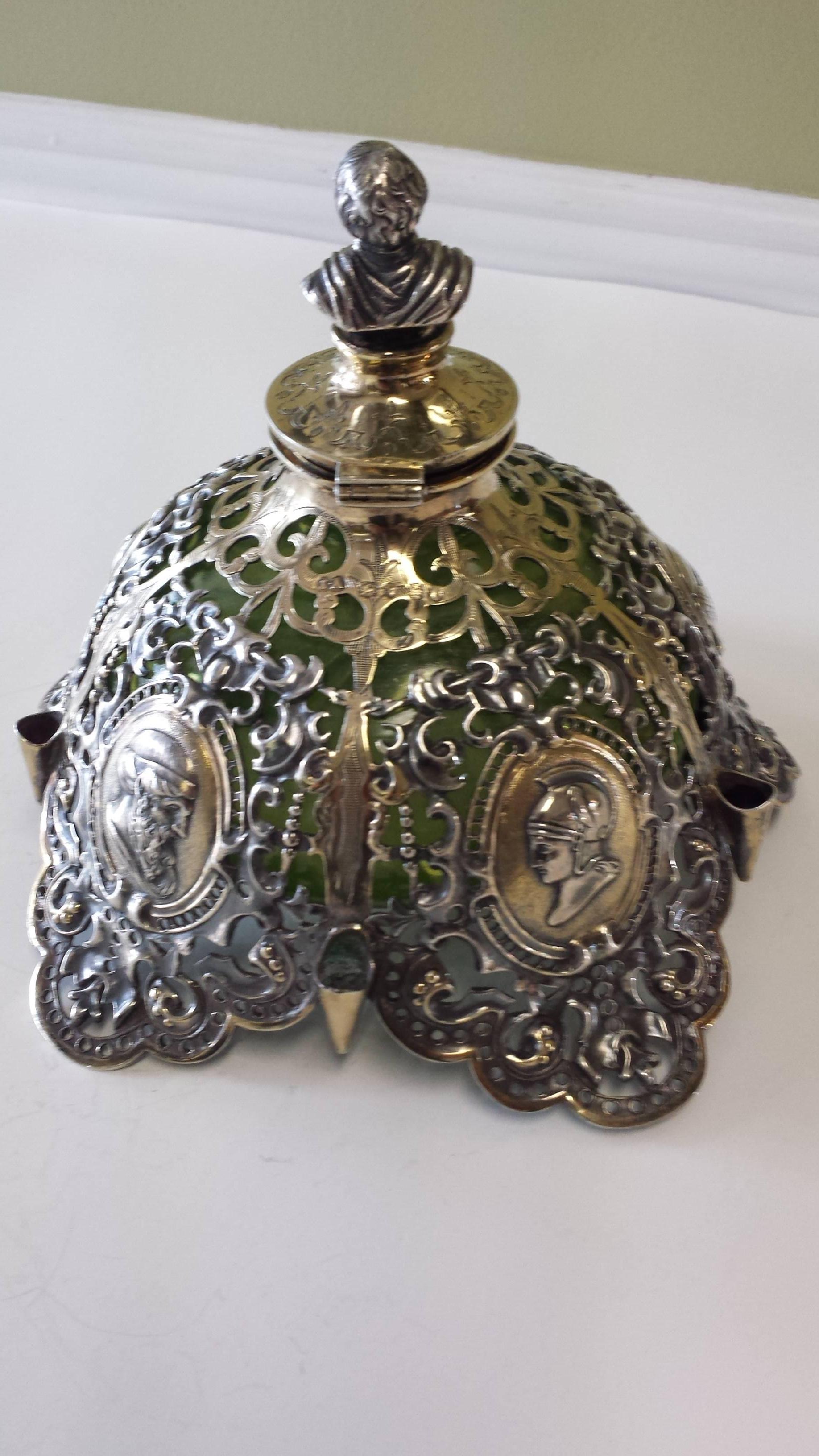 Importante tintero de esterlina y dorado de John & Joseph Angell, Londres, 1853 Inglés en venta