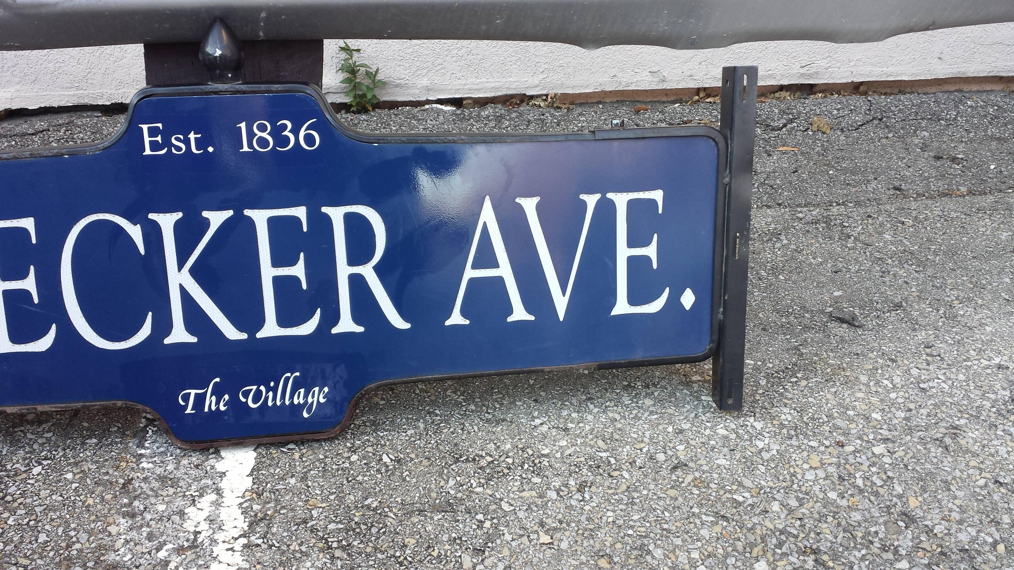 American New York Street Sign 1950s Bleecker Ave. Mamaroneck, N.Y. 