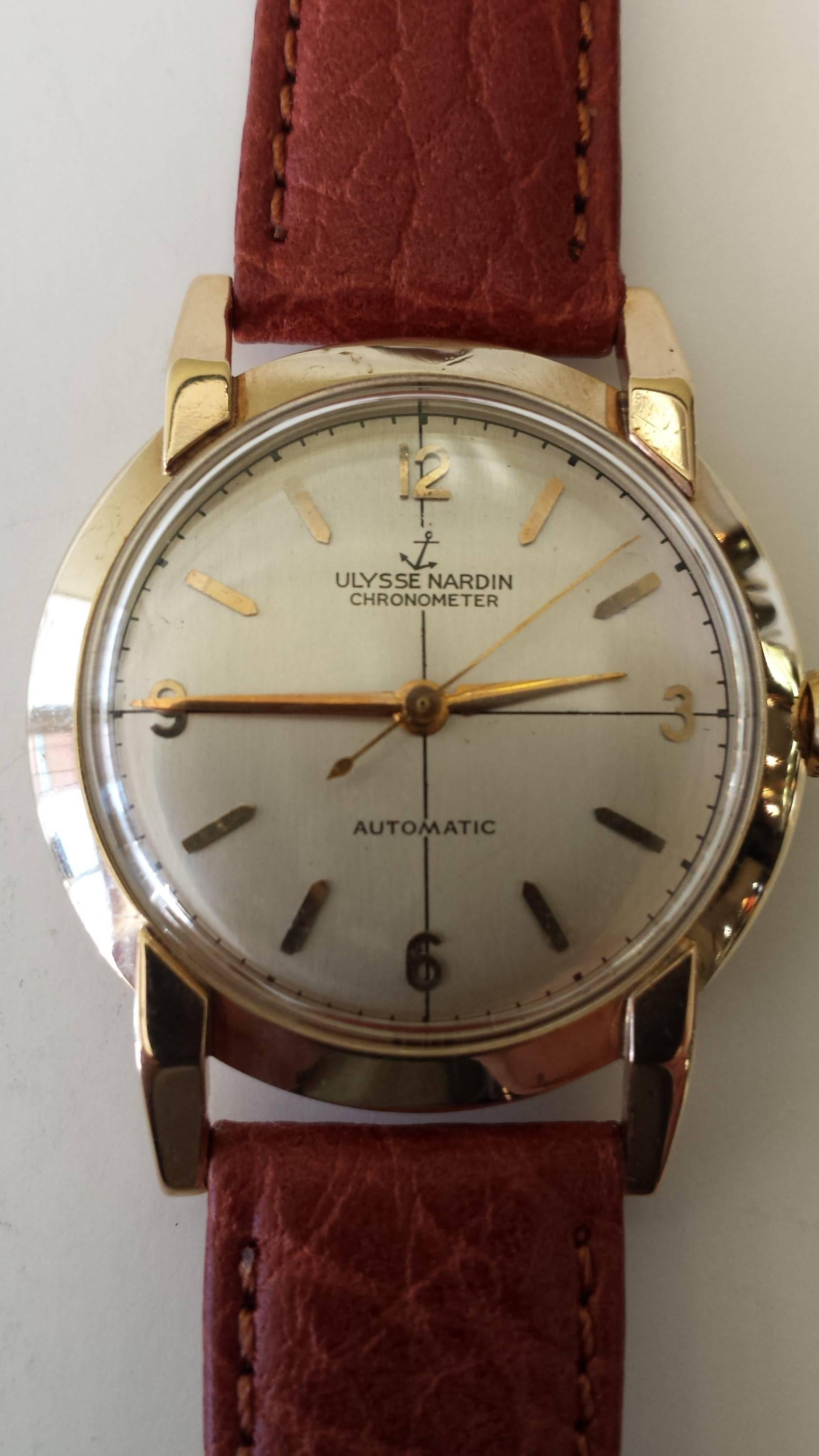 Modern Ulysse Nardin Chronometer Automatic Men's Wristwatch 14K Gold