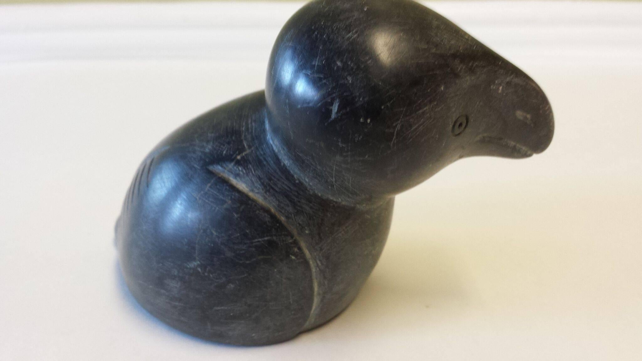 Inuit Mythical Bird Soapstone Carving Signed and Numbered with Italics 1