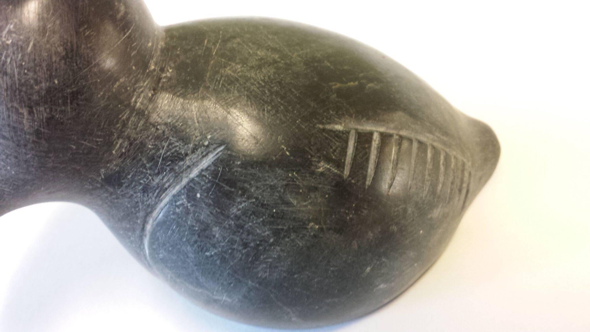 Canadian Inuit Mythical Bird Soapstone Carving Signed and Numbered with Italics