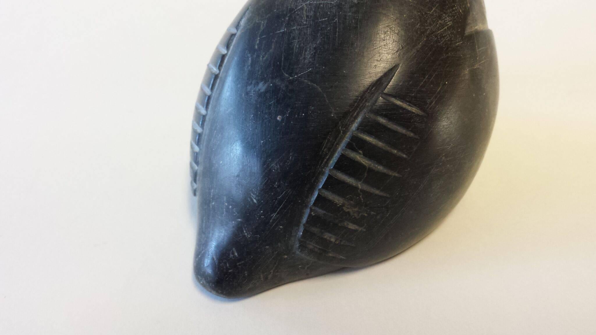 Inuit Mythical Bird Soapstone Carving Signed and Numbered with Italics In Good Condition In Ottawa, Ontario