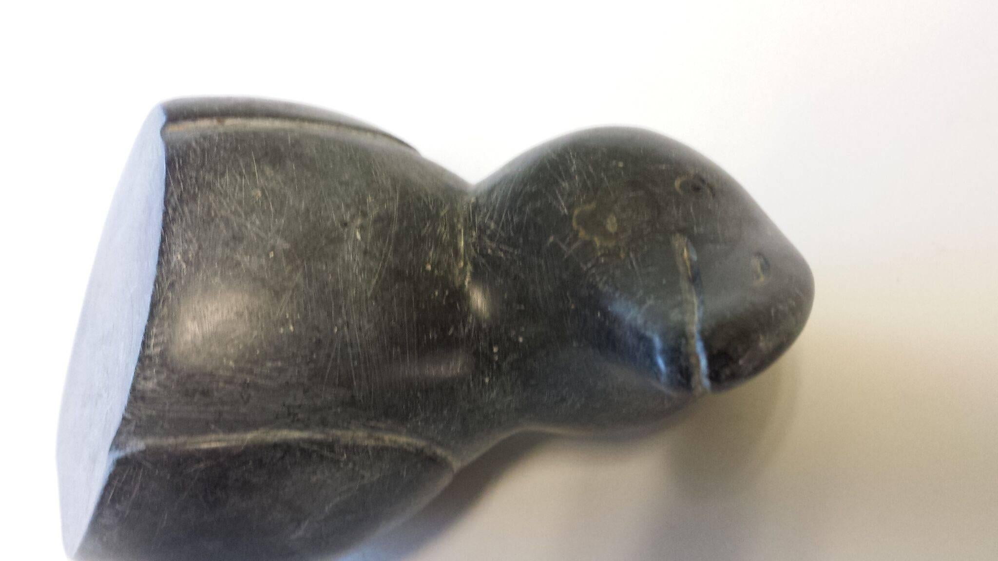 20th Century Inuit Mythical Bird Soapstone Carving Signed and Numbered with Italics