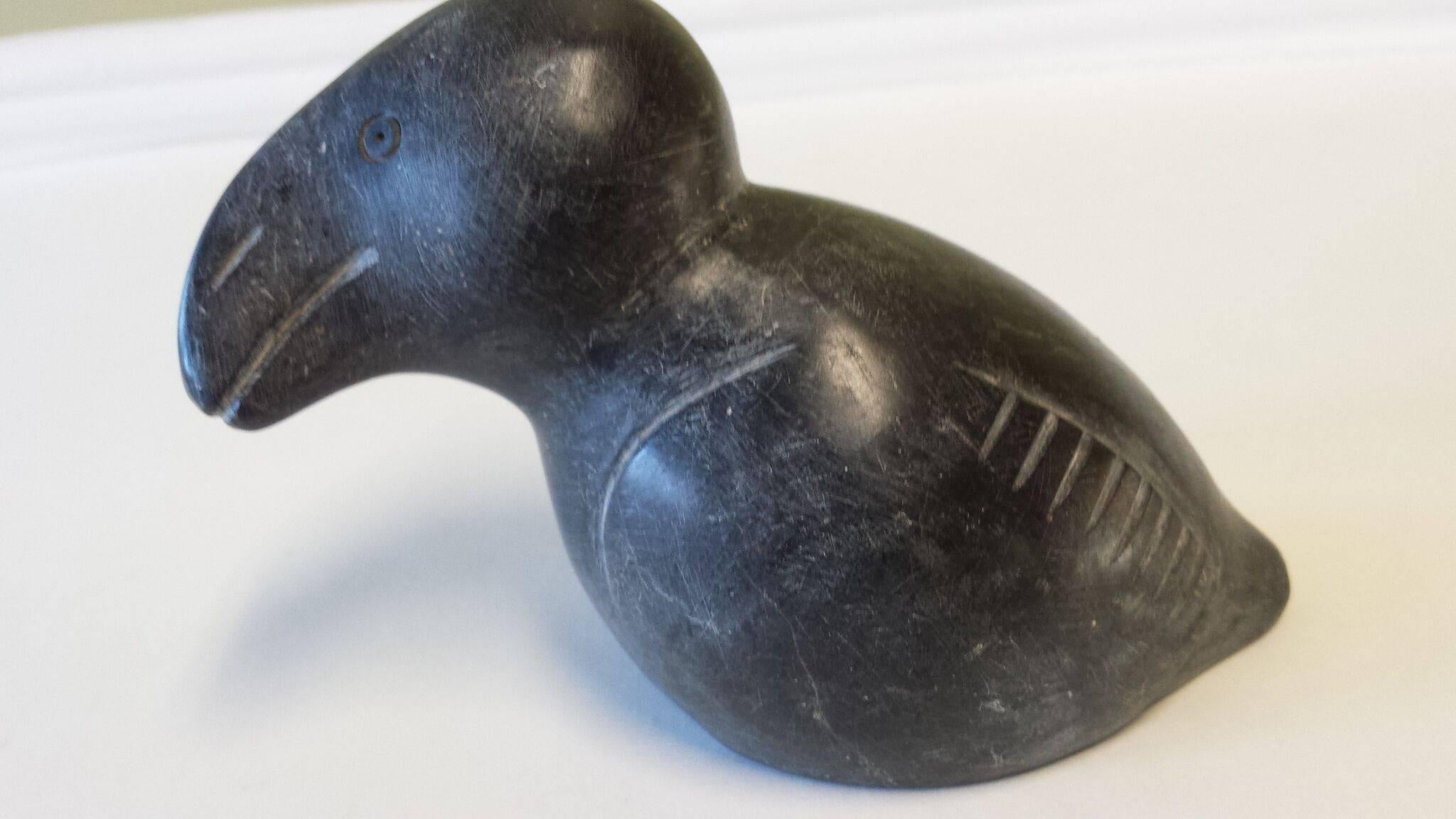 Inuit Mythical Bird Soapstone Carving Signed and Numbered with Italics 2