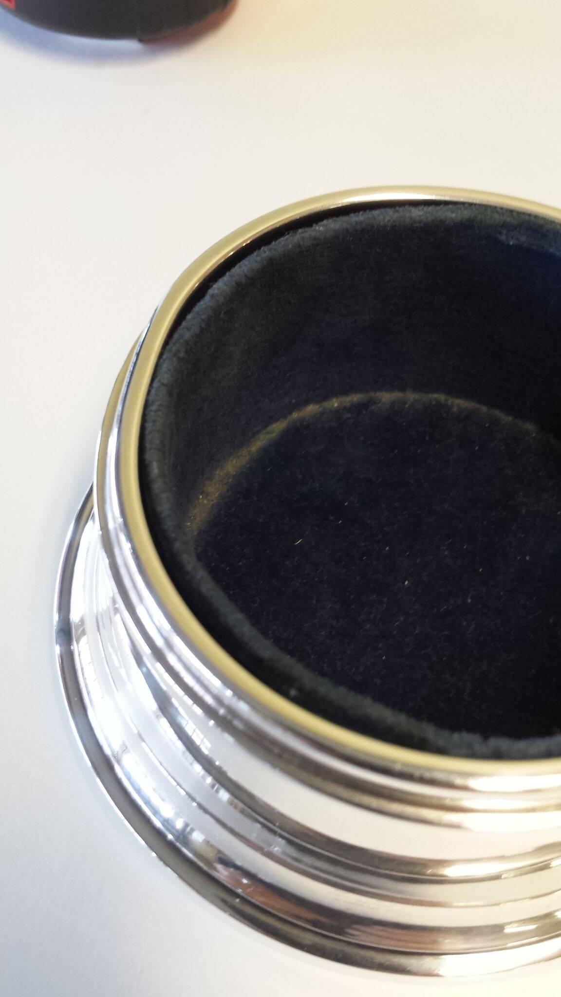 Sterling Silver Round Jewelry Box with Blue Interior and Nicely Decorated Top 2