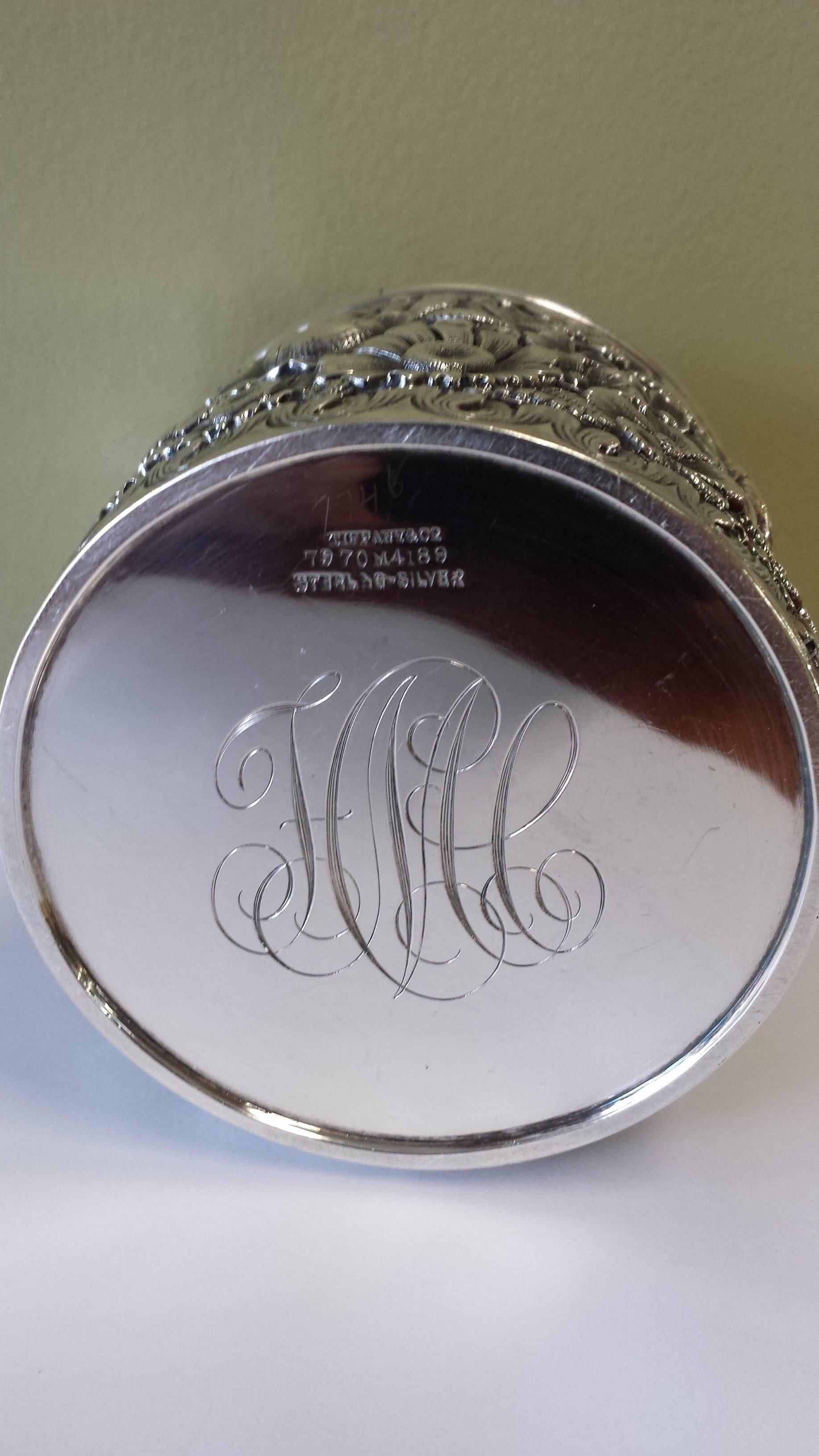 American Tiffany Sterling Silver Covered Dresser Jar with a Gilt Interior