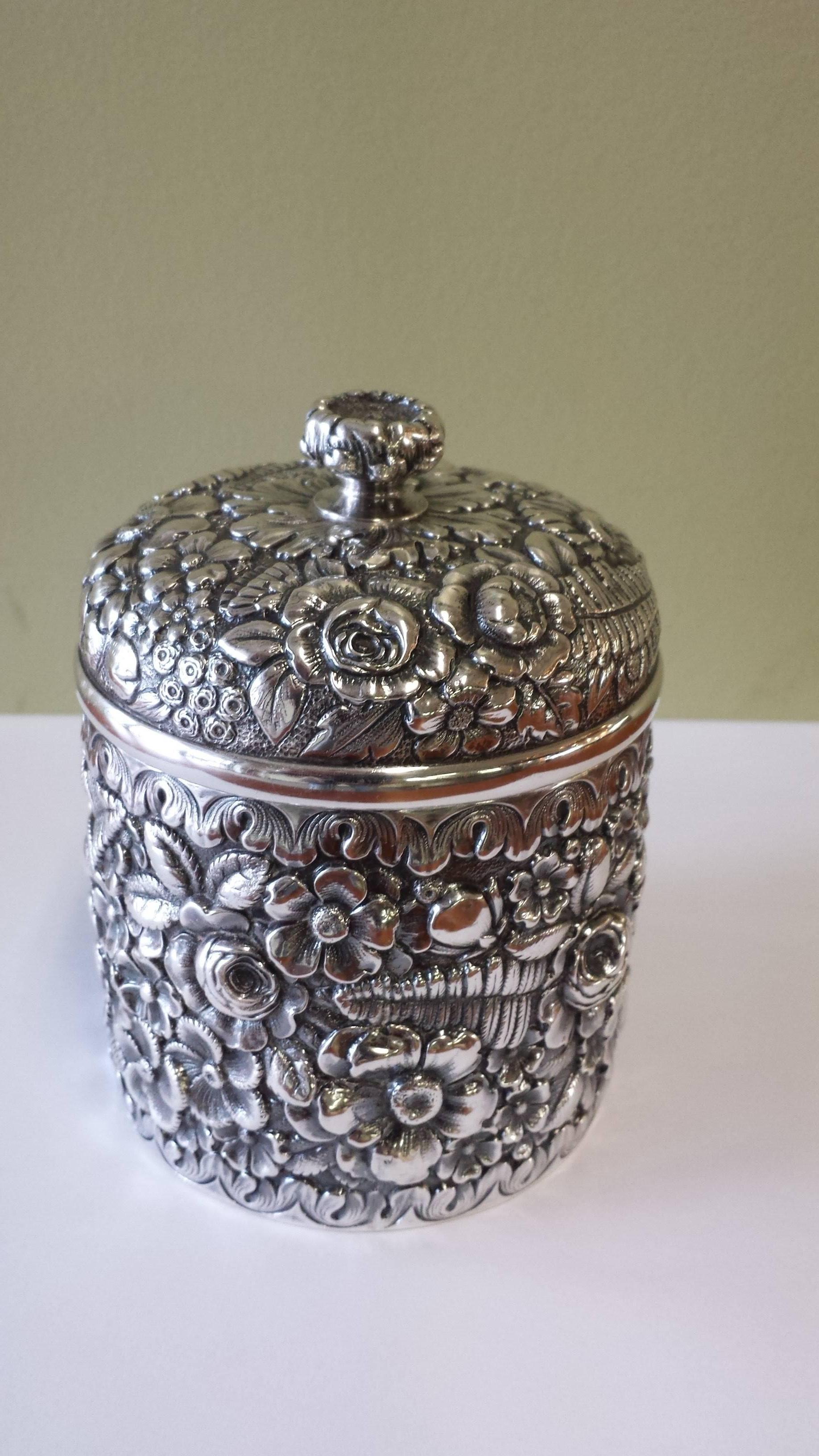 Tiffany Sterling Silver Covered Dresser Jar with a Gilt Interior 1