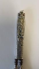 Sterling Silver Victorian Chatelaine Scissors with an Owl in a Tree Cover
