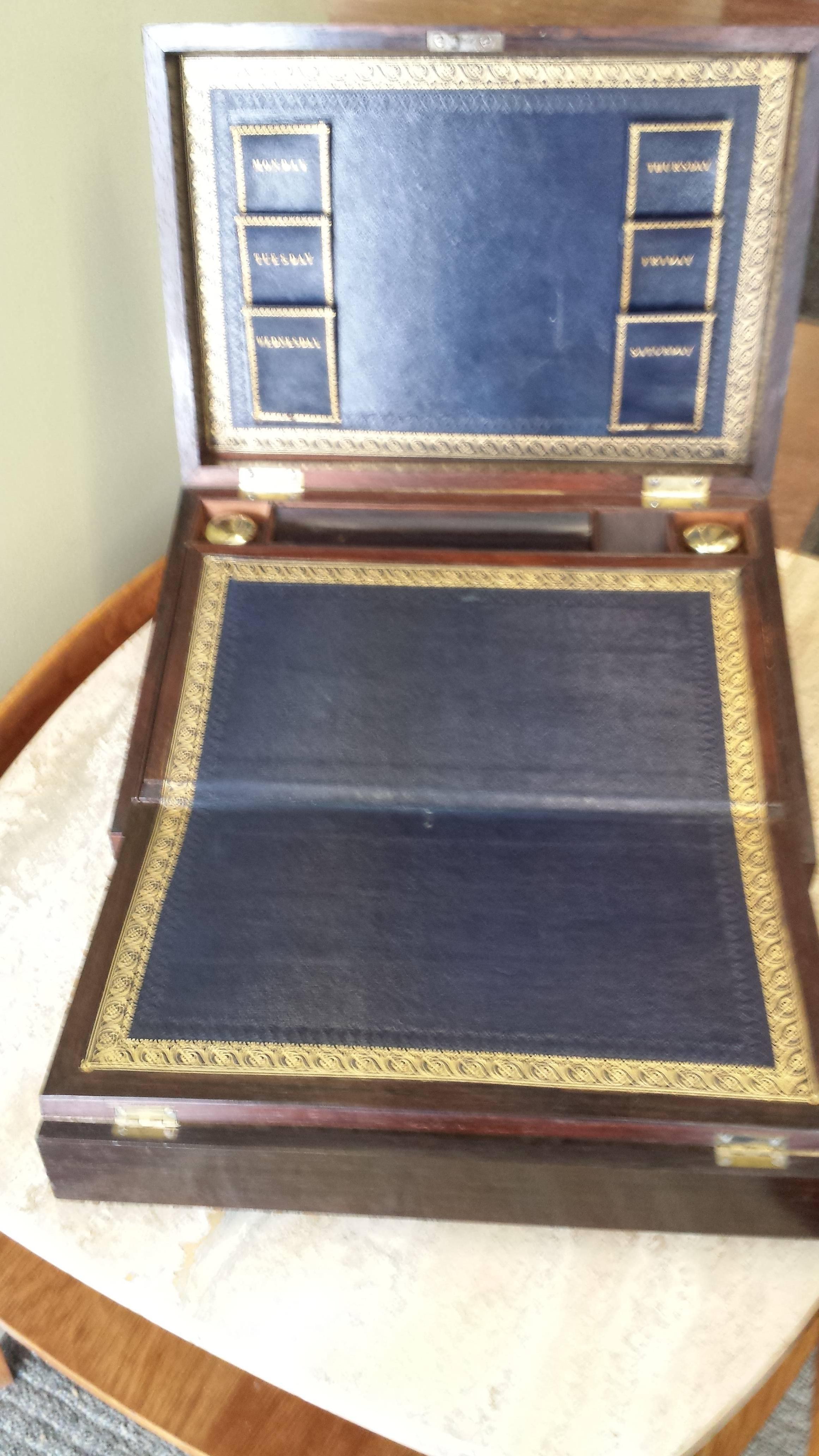 Victorian Rosewood and Mother-of-Pearl Slanted Lap Desk Writing Compendium 2